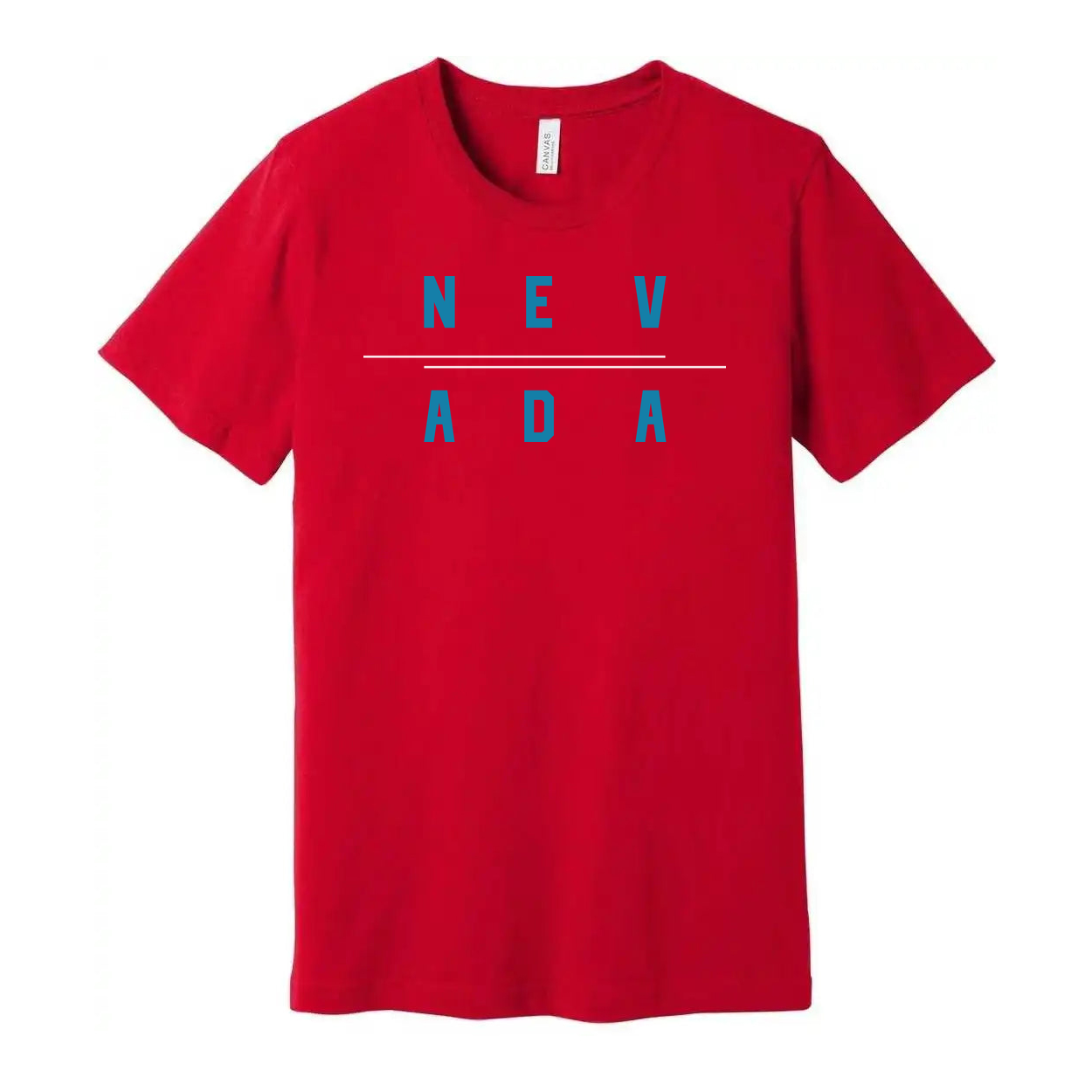 Nevada Split Text Graphic Tee For Unisex Wear Shirt With Blue Nev Ada Design