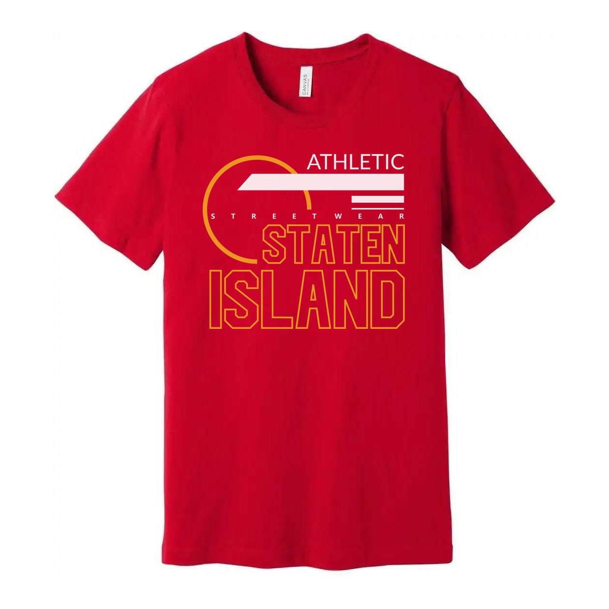 Staten Island Athletic Streetwear Unisex T Shirt With Orange Circular Graphic Design
