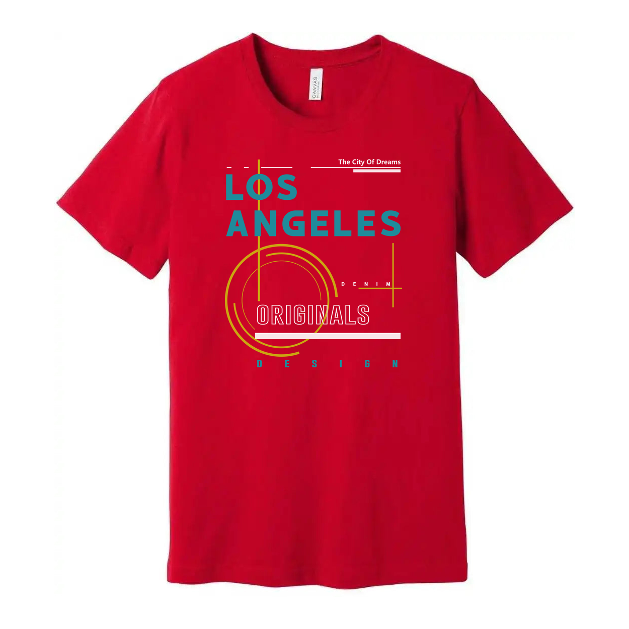 Los Angeles Originals Graphic Unisex T Shirt With Teal And Yellow Abstract Design