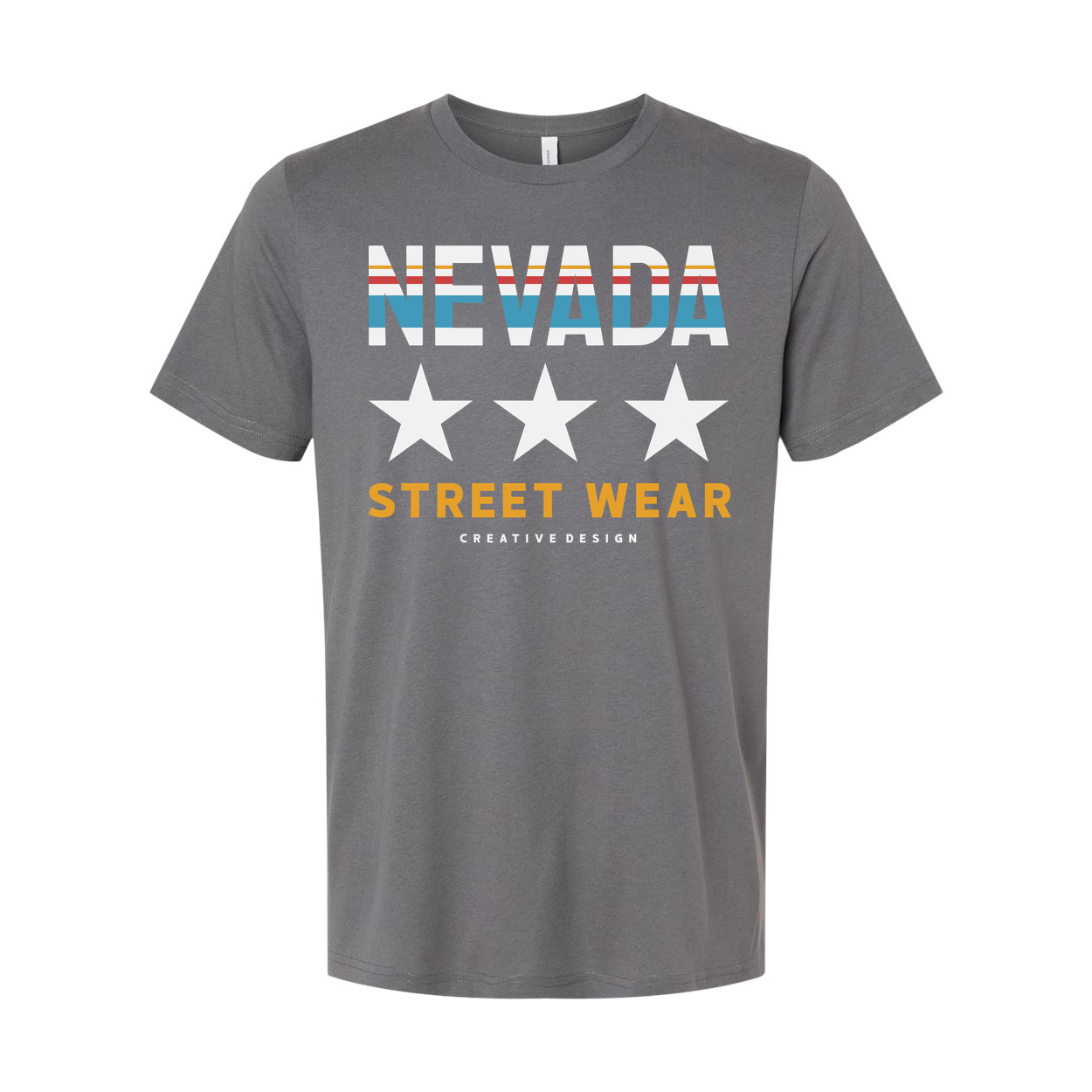 Nevada Street Wear Graphic T Shirt Unisex Crew Neck Stars And Stripes Logo Print