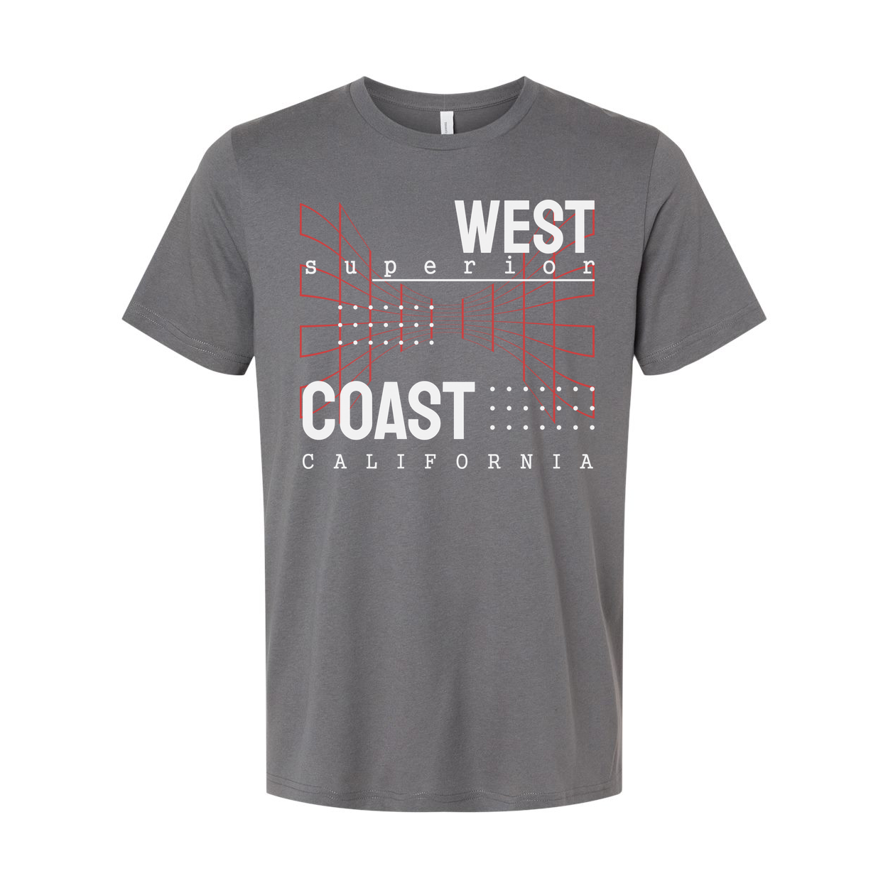 West Coast California Graphic T Shirt Unisex Tee With Red Geometric Design Artwork