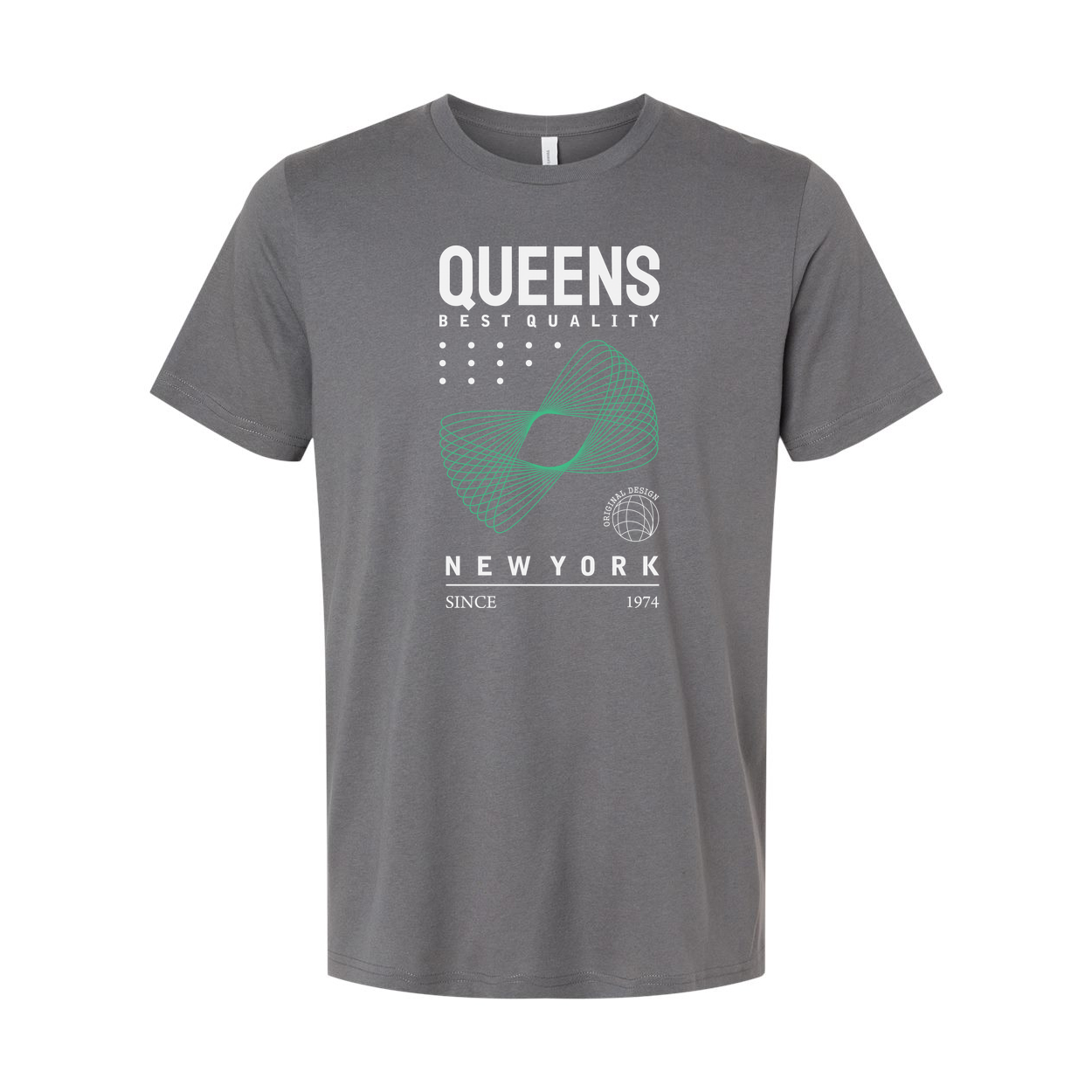 Unisex Queens Graphic T Shirt With New York Design And Mint Geometric Logo Print Since 1974