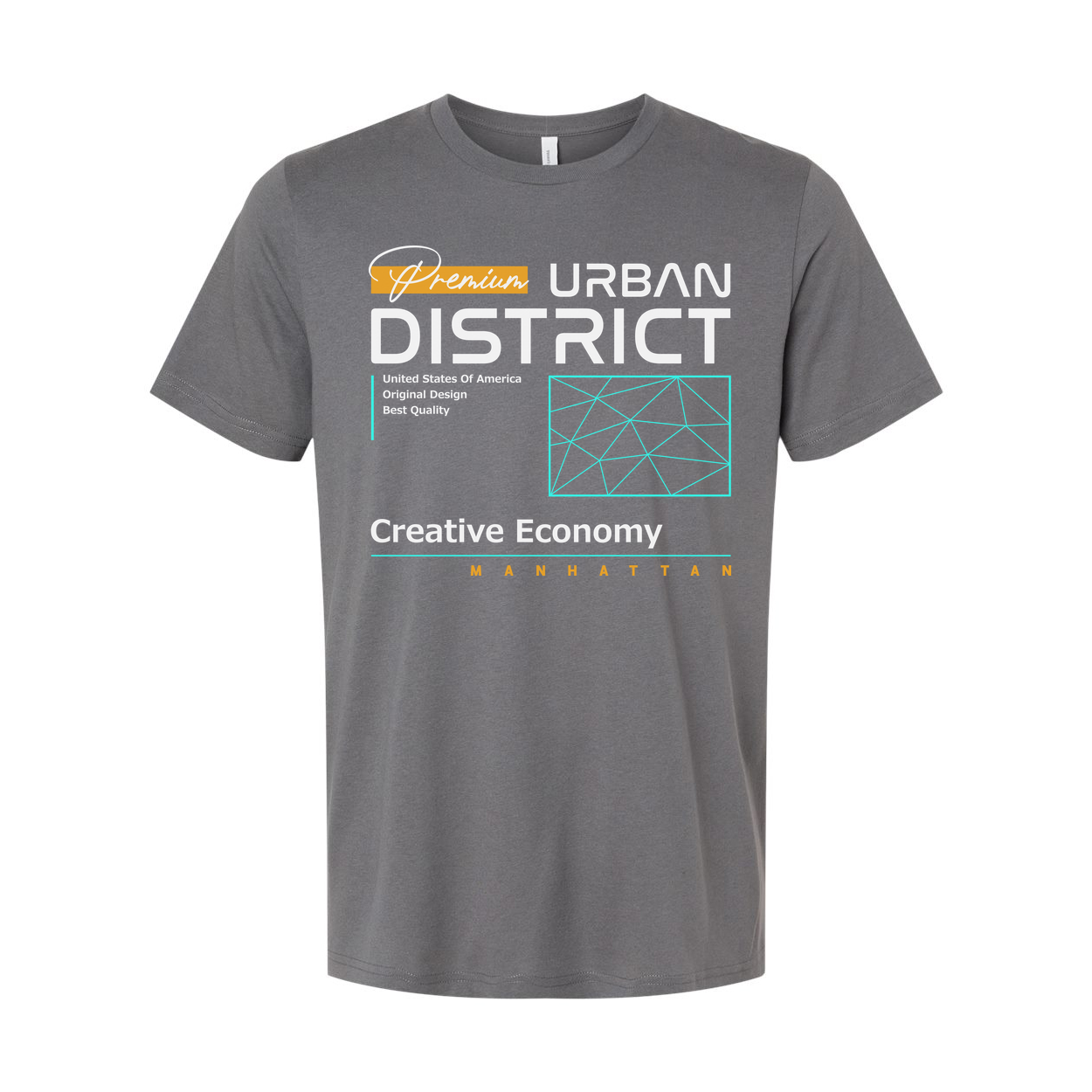 Urban District Unisex T Shirt Graphic With Creative Economy Manhattan Theme And Geometric Accents