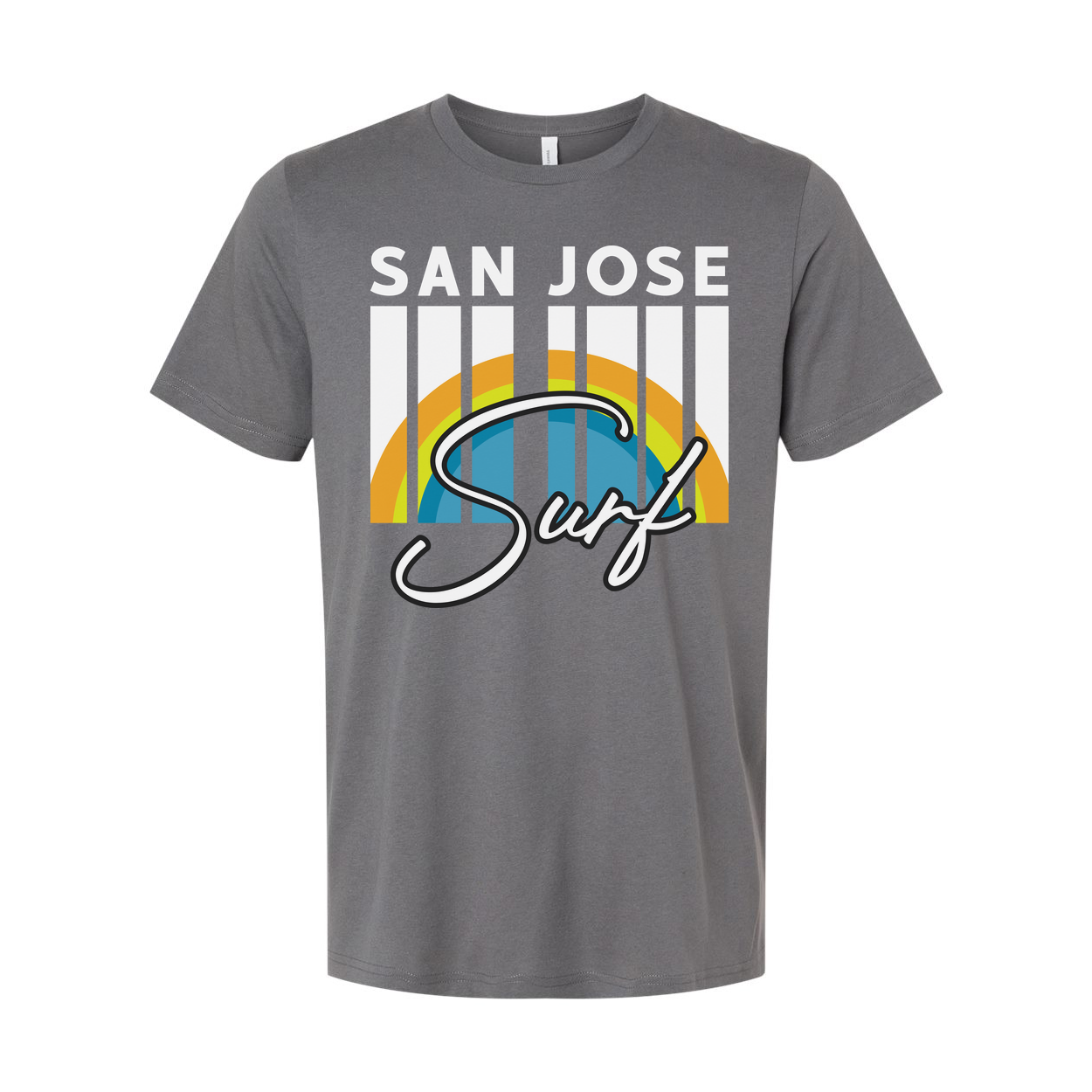 San Jose Surf Graphic Unisex T Shirt With Retro Sunset Circle Design Beach Vibes
