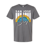 San Jose Surf Graphic Unisex T Shirt With Retro Sunset Circle Design Beach Vibes