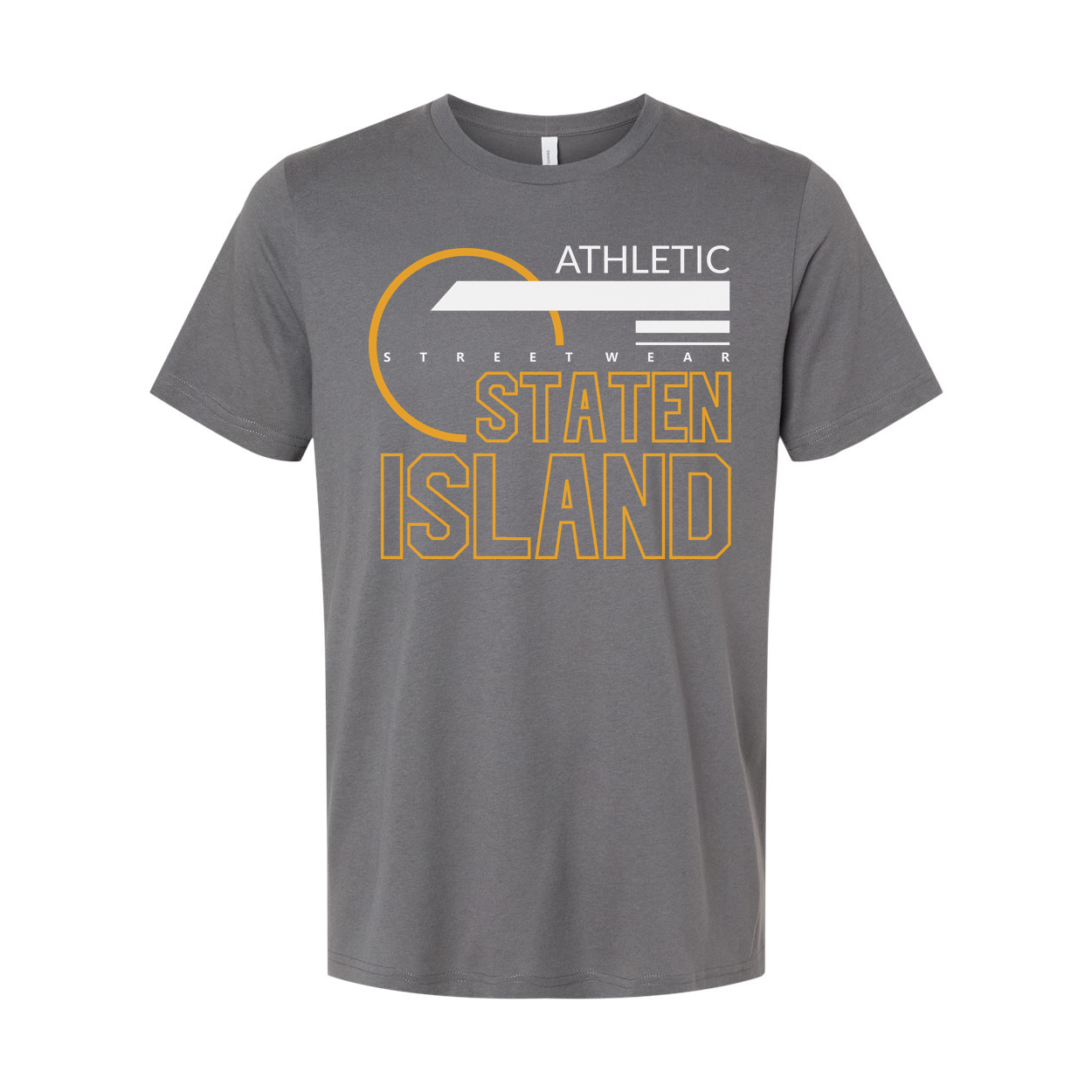 Staten Island Athletic Streetwear Unisex T Shirt With Orange Circular Graphic Design