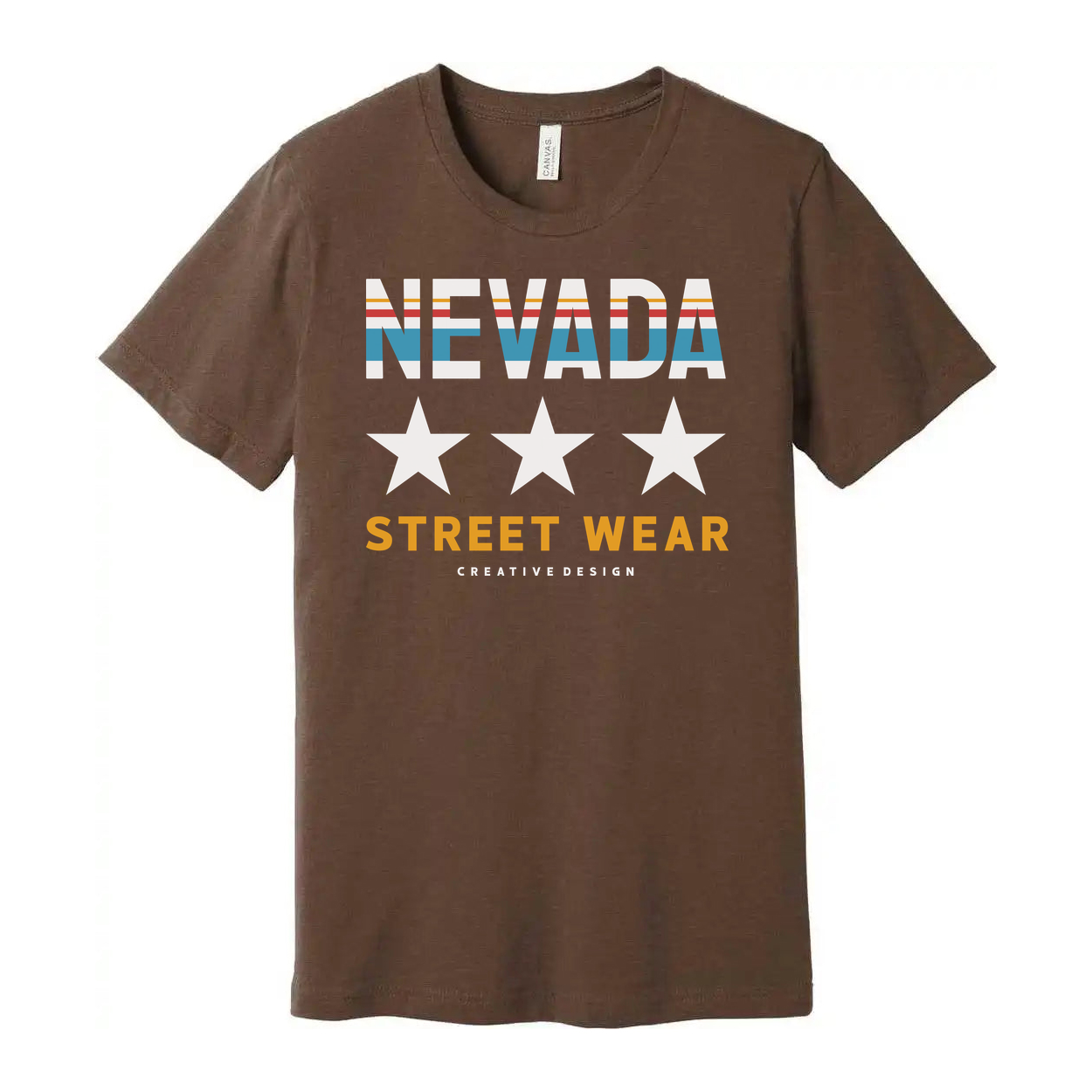 Nevada Street Wear Graphic T Shirt Unisex Crew Neck Stars And Stripes Logo Print