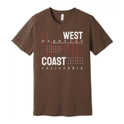 West Coast California Graphic T Shirt Unisex Tee With Red Geometric Design Artwork