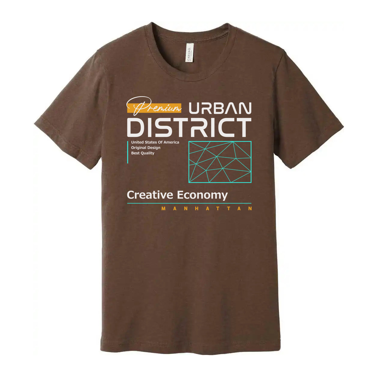 Urban District Unisex T Shirt Graphic With Creative Economy Manhattan Theme And Geometric Accents