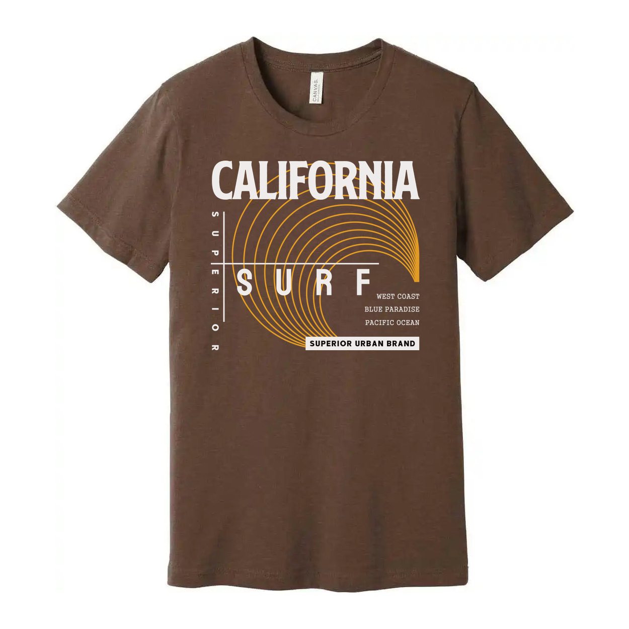 California Surf Graphic Tee Unisex T Shirt With Orange Concentric Wave Design Superior Urban Brand