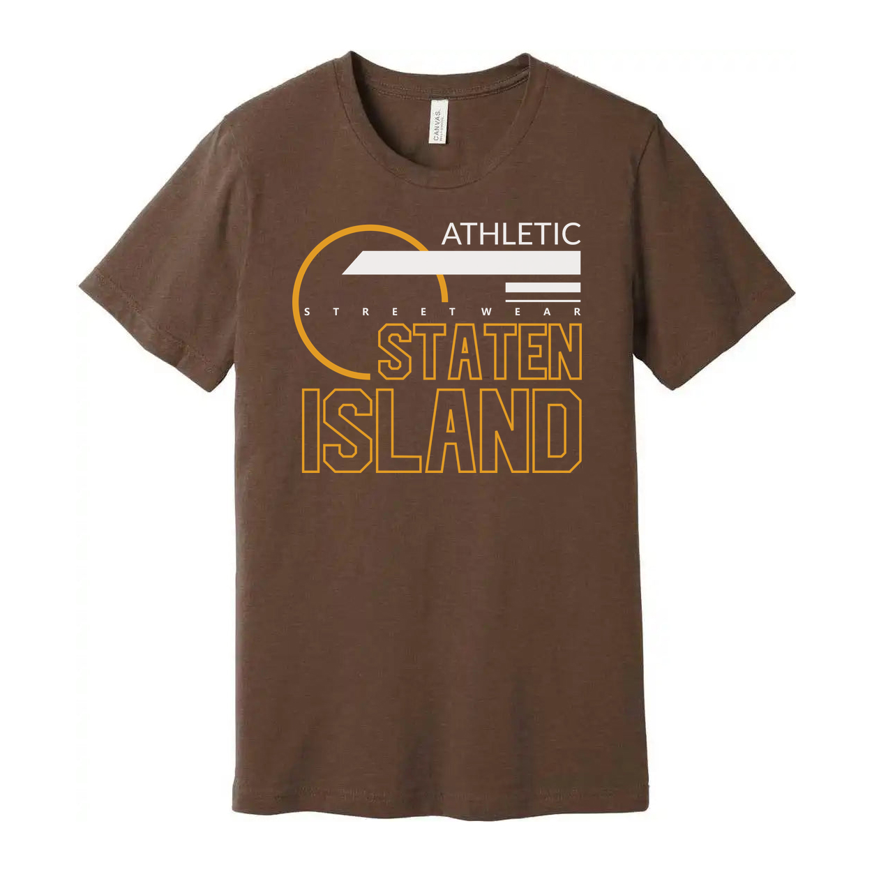 Staten Island Athletic Streetwear Unisex T Shirt With Orange Circular Graphic Design