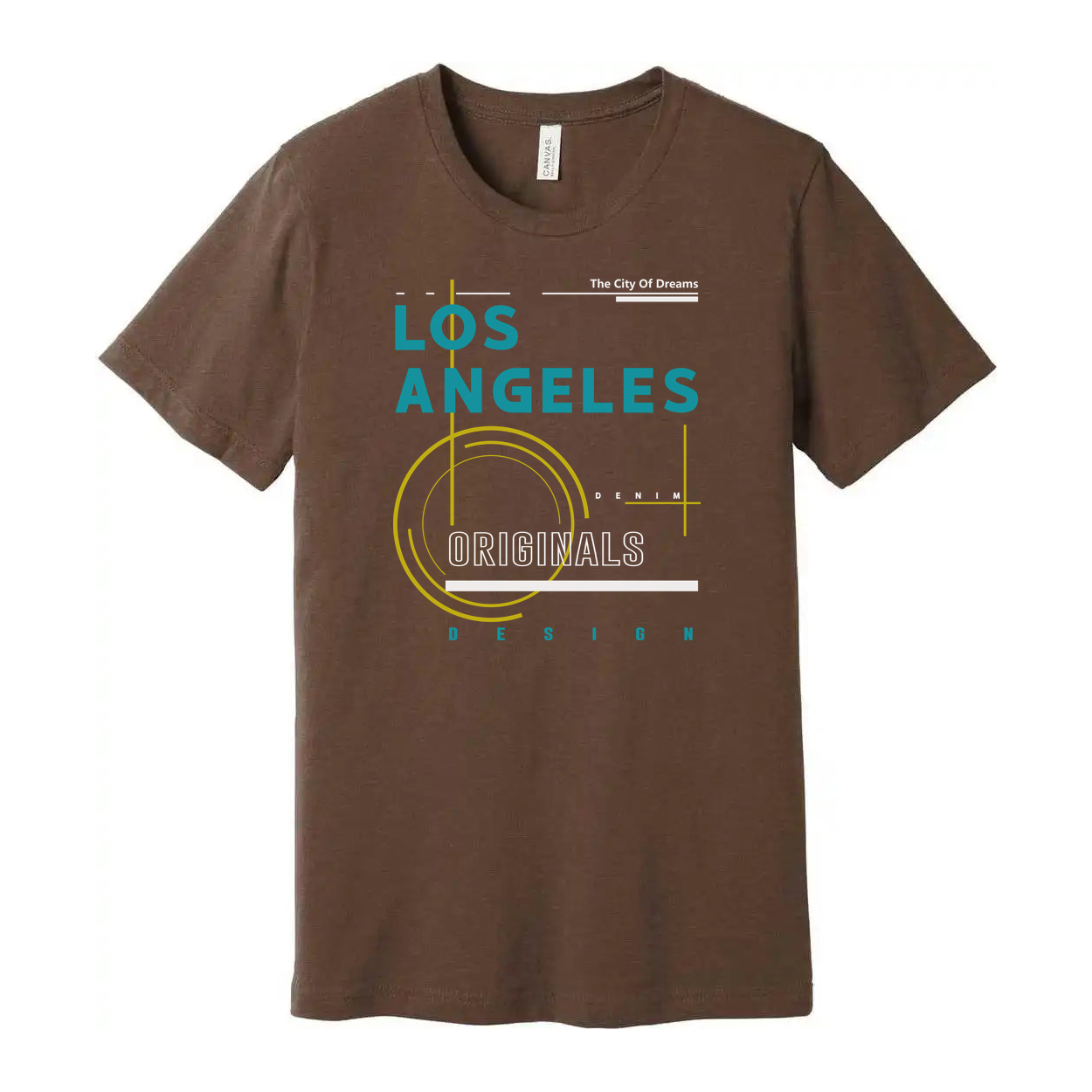 Los Angeles Originals Graphic Unisex T Shirt With Teal And Yellow Abstract Design