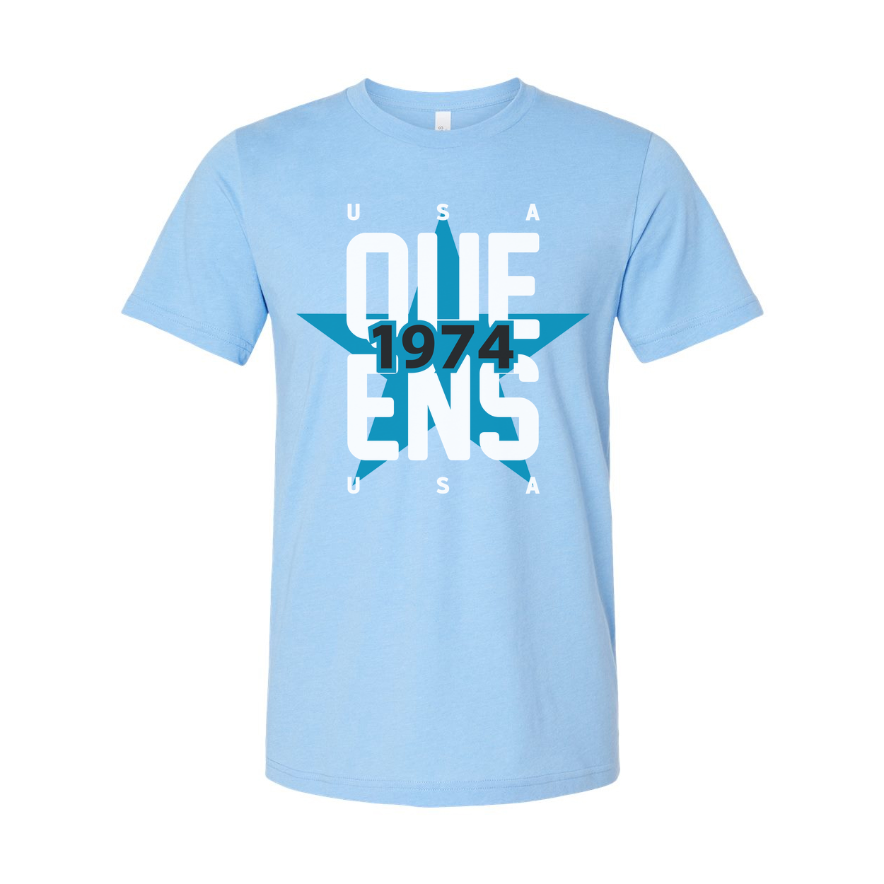 Unisex T Shirt Featuring Blue Star Graphic With USA 1974 One Design Print Tee