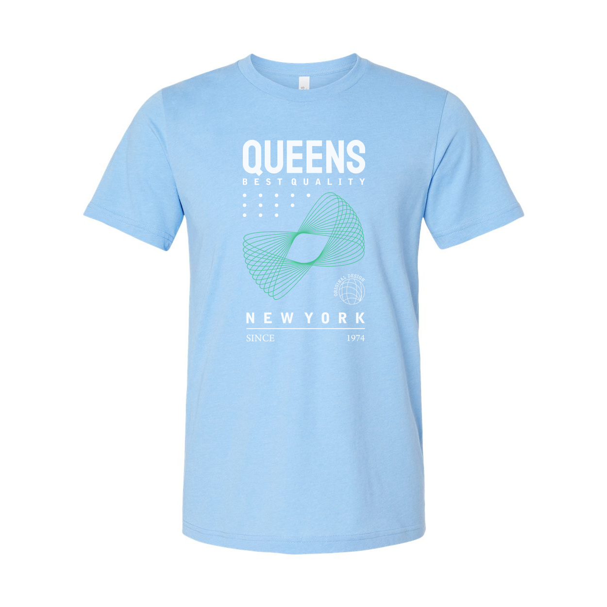 Unisex Queens Graphic T Shirt With New York Design And Mint Geometric Logo Print Since 1974