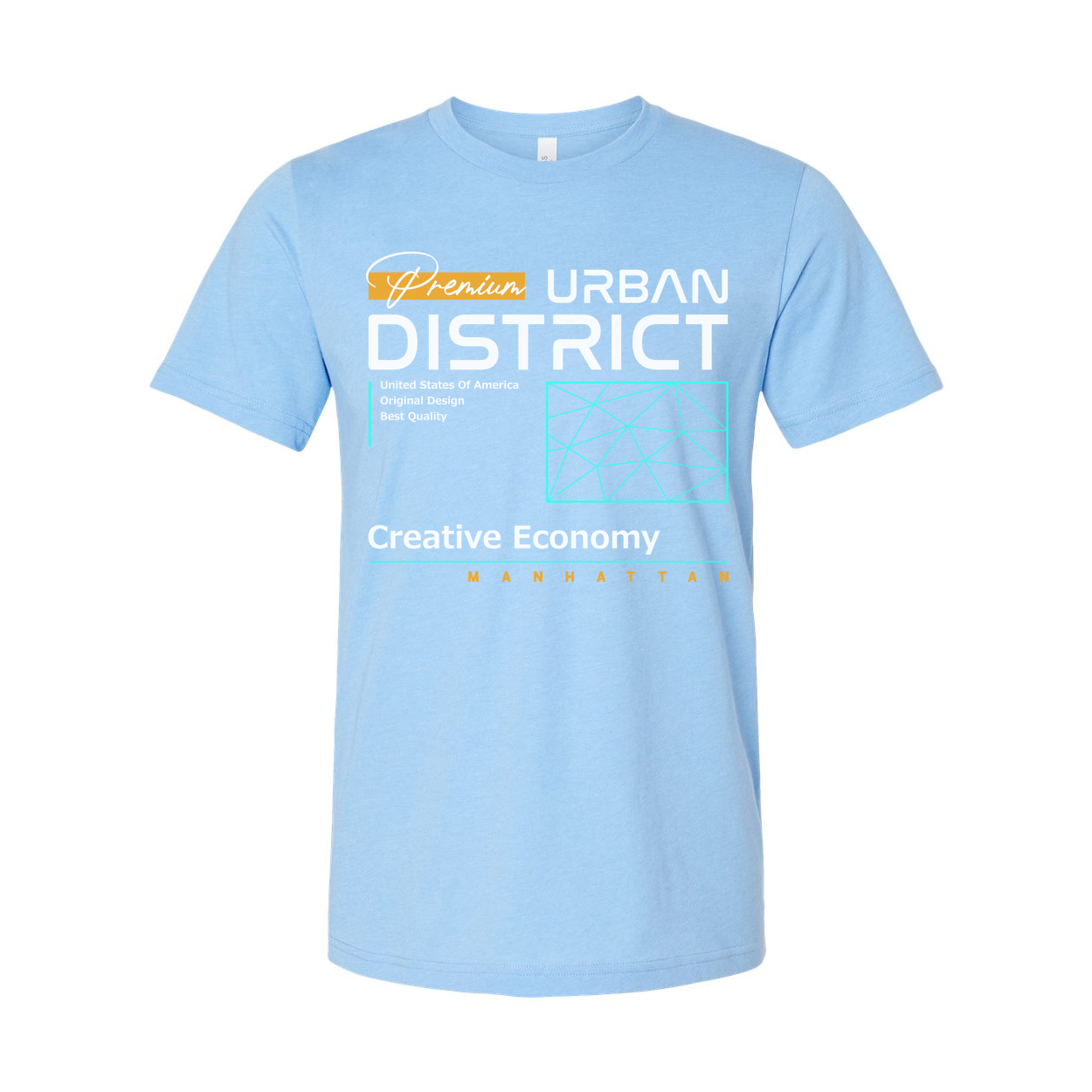 Urban District Unisex T Shirt Graphic With Creative Economy Manhattan Theme And Geometric Accents