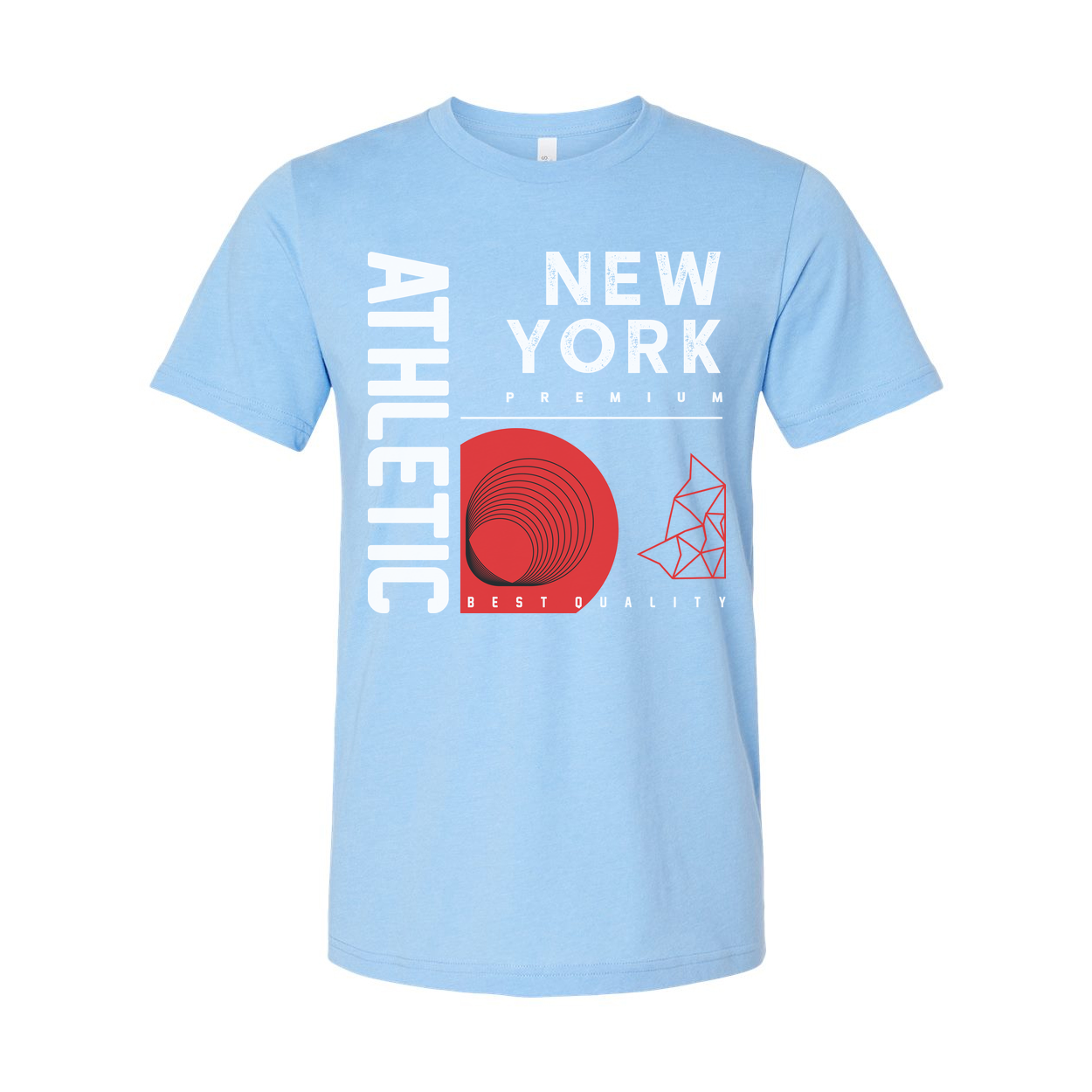 Urban New York Premium Graphic Unisex T Shirt With Red Concentric Circle And Geometric Shapes