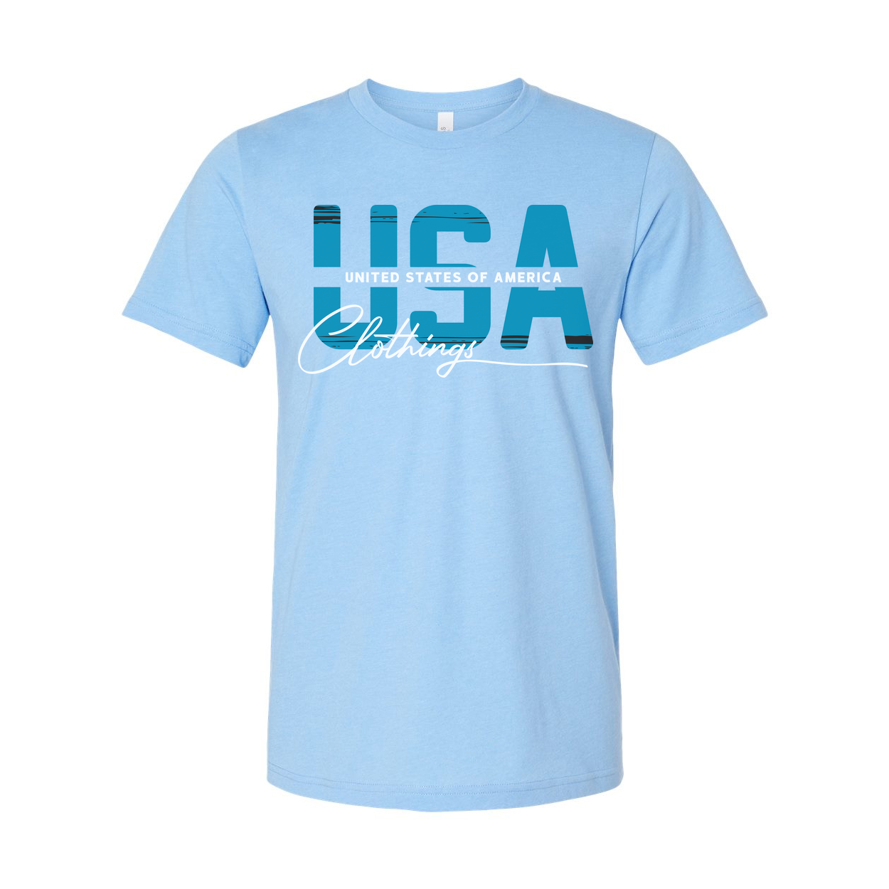 Unisex White T Shirt With Bold USA Graphic Print And Script Clothing Design Logo And Artwork