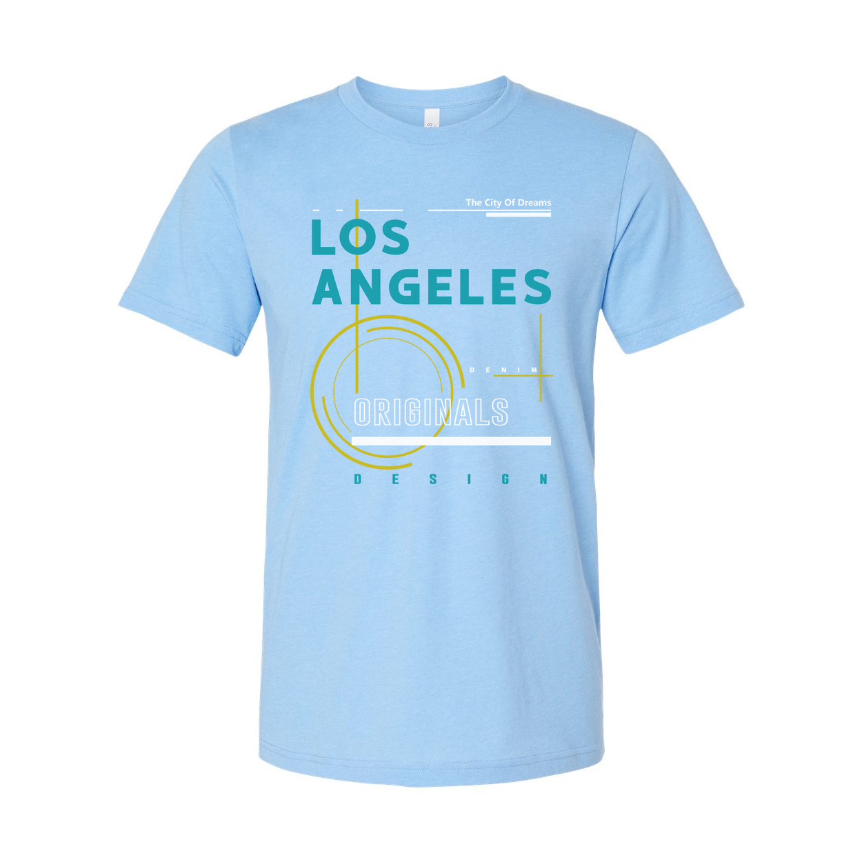 Los Angeles Originals Graphic Unisex T Shirt With Teal And Yellow Abstract Design