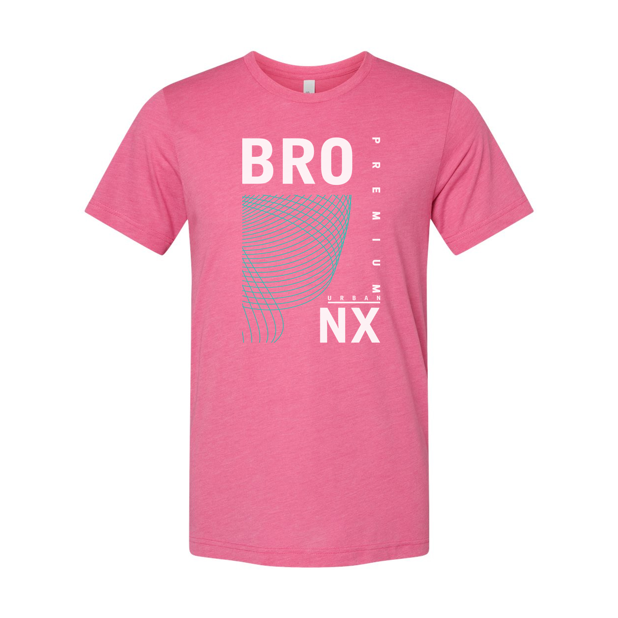 Urban Unisex T Shirt With Cyan Geometric Wave Print And Bold BRO NX Graphic Design Apparel Premium