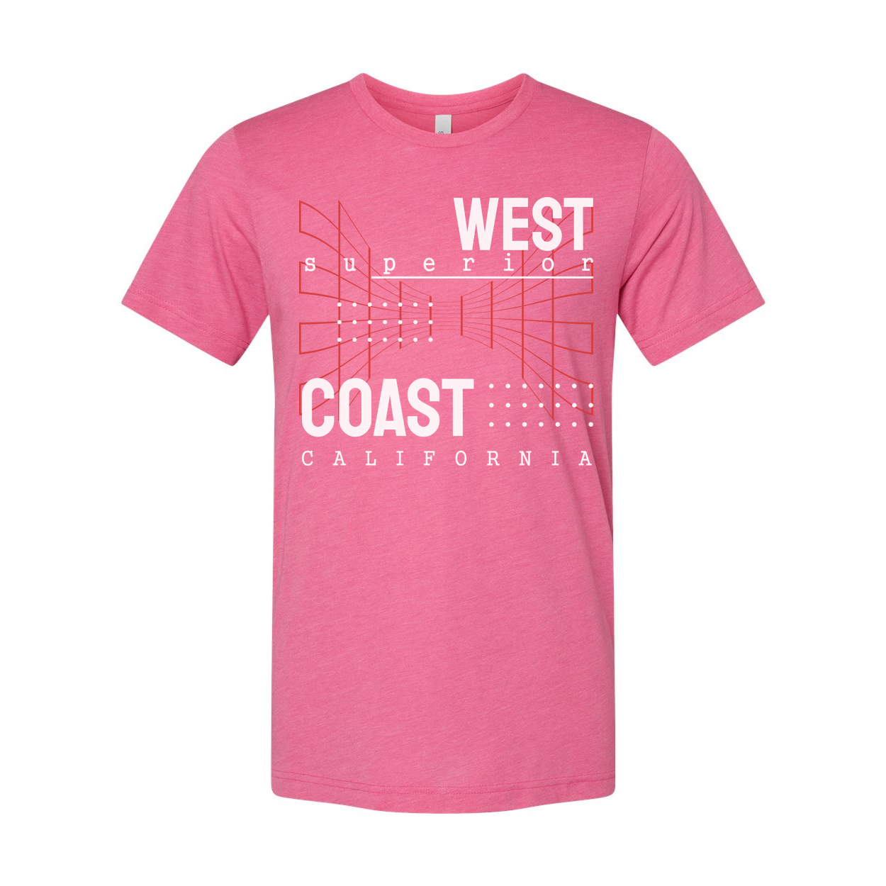West Coast California Graphic T Shirt Unisex Tee With Red Geometric Design Artwork