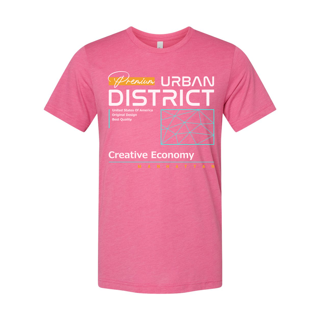 Urban District Unisex T Shirt Graphic With Creative Economy Manhattan Theme And Geometric Accents