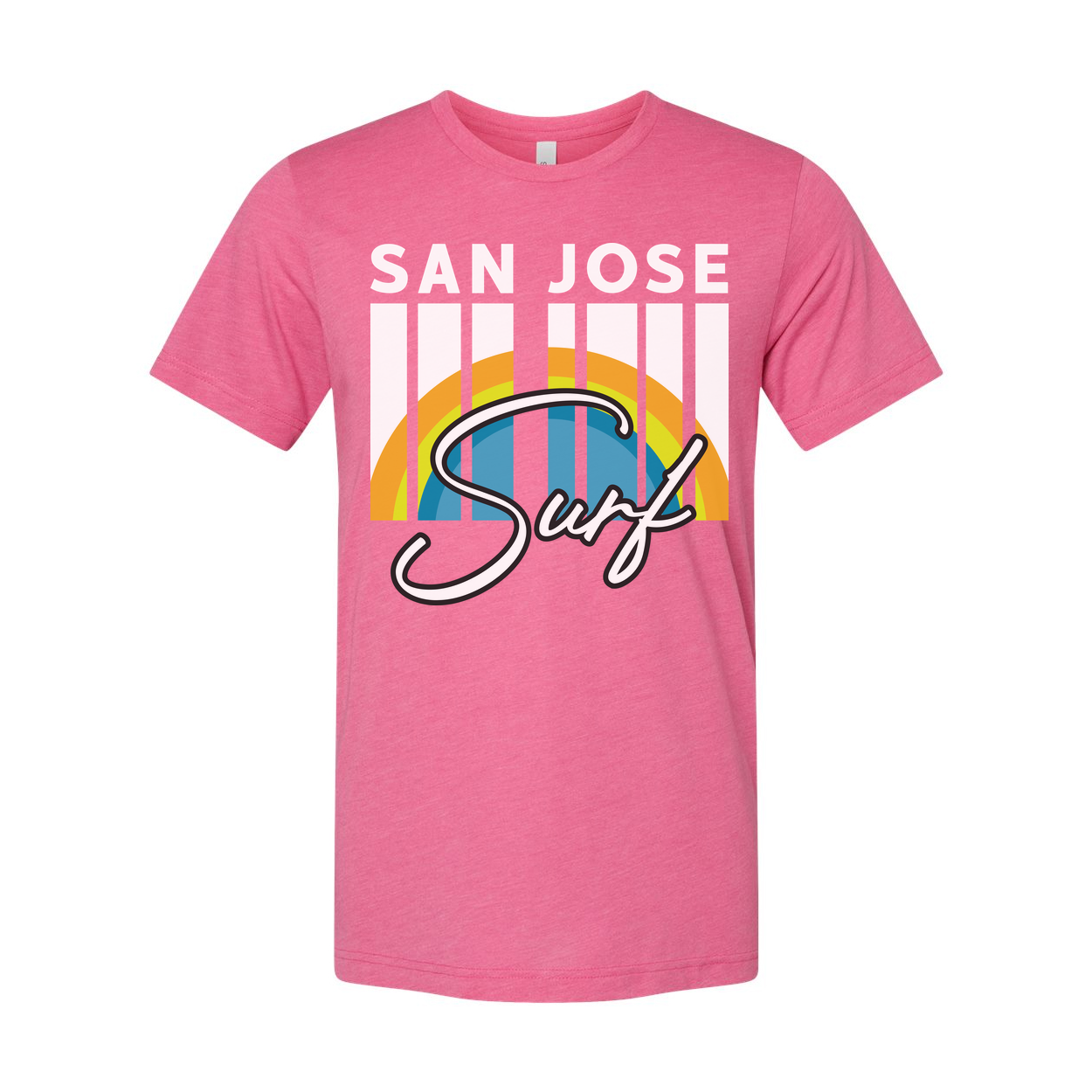 San Jose Surf Graphic Unisex T Shirt With Retro Sunset Circle Design Beach Vibes
