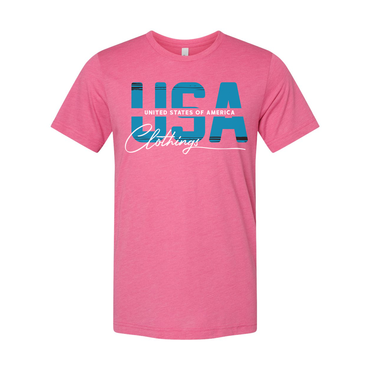 Unisex White T Shirt With Bold USA Graphic Print And Script Clothing Design Logo And Artwork