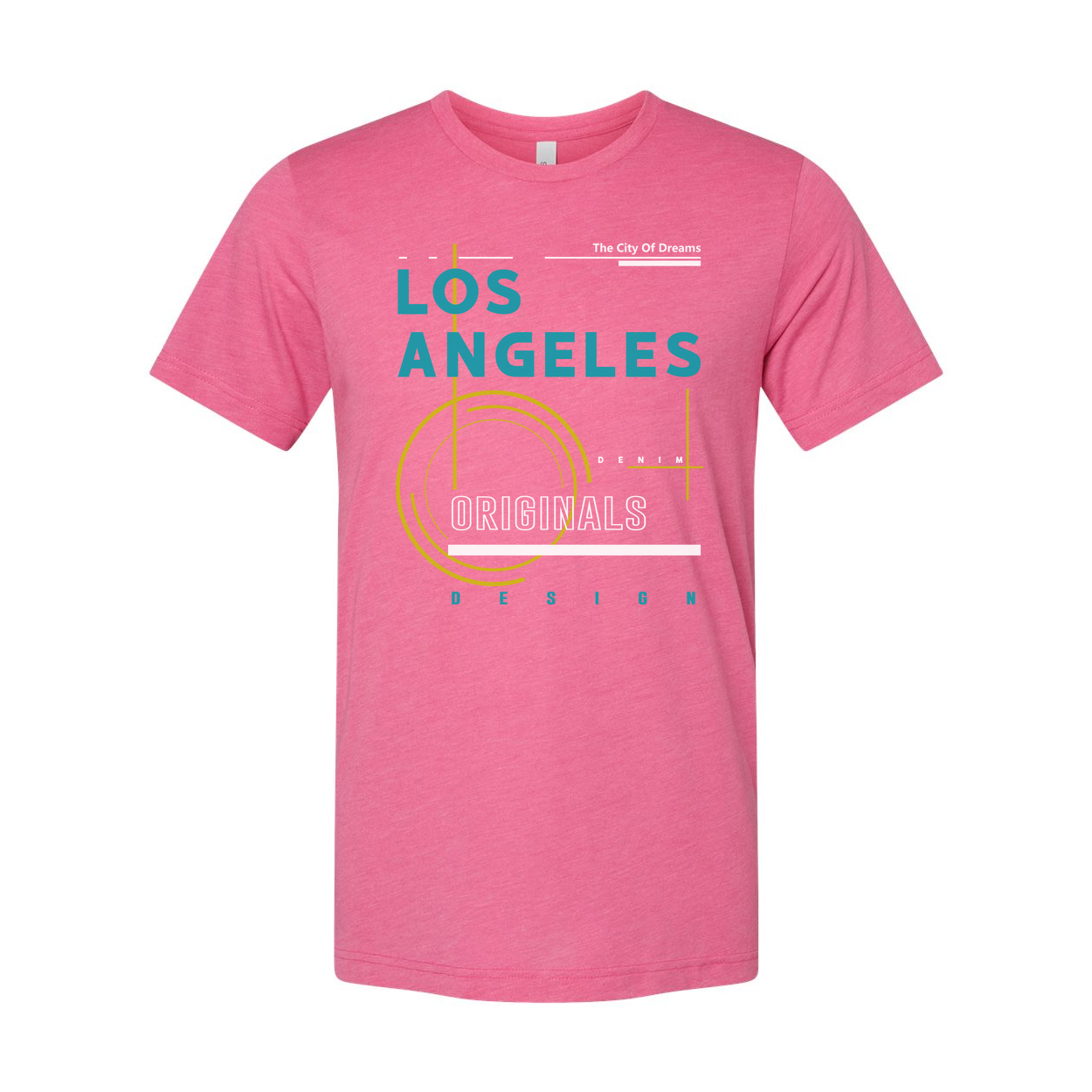 Los Angeles Originals Graphic Unisex T Shirt With Teal And Yellow Abstract Design