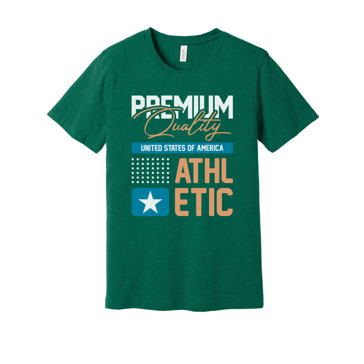 Premium Quality Unisex Athletic T Shirt United States Of America With Star Design