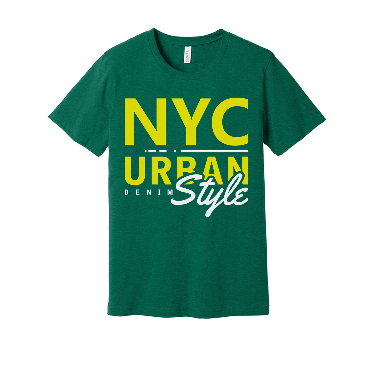 NYC Urban Style Graphic T Shirt Unisex Cotton With Denim Inspired Logo Design