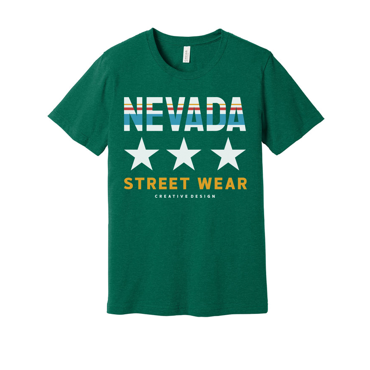 Nevada Street Wear Graphic T Shirt Unisex Crew Neck Stars And Stripes Logo Print