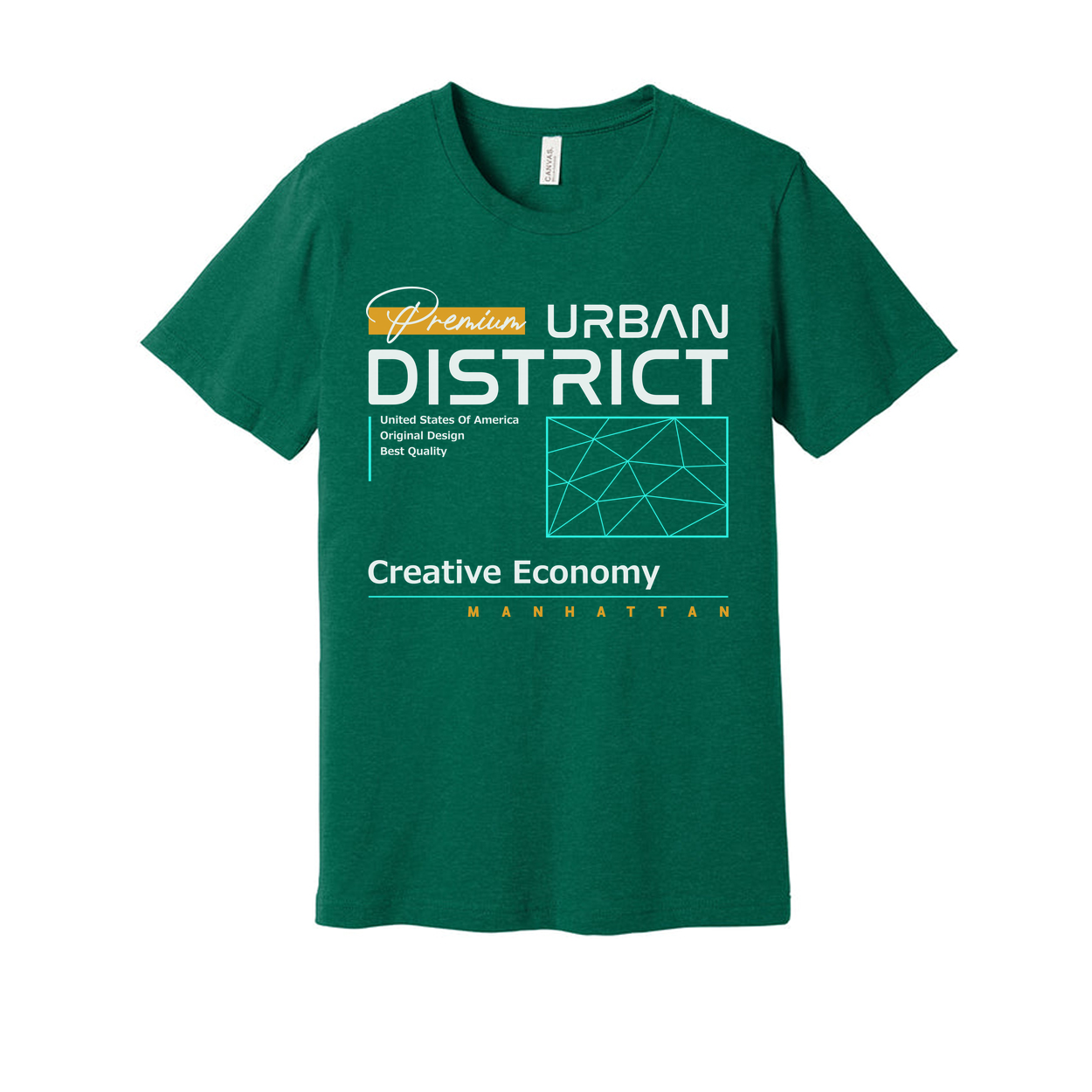 Urban District Unisex T Shirt Graphic With Creative Economy Manhattan Theme And Geometric Accents