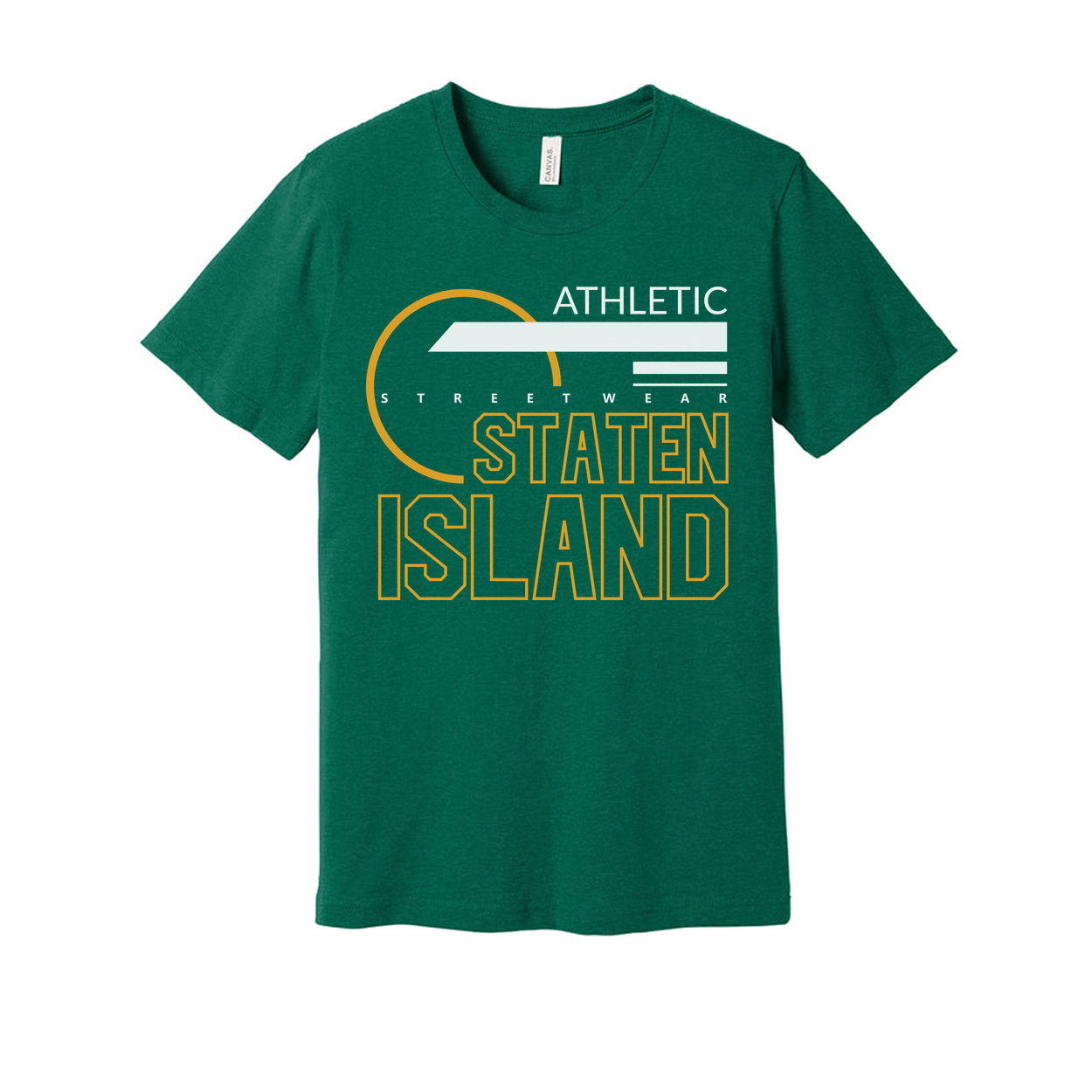 Staten Island Athletic Streetwear Unisex T Shirt With Orange Circular Graphic Design