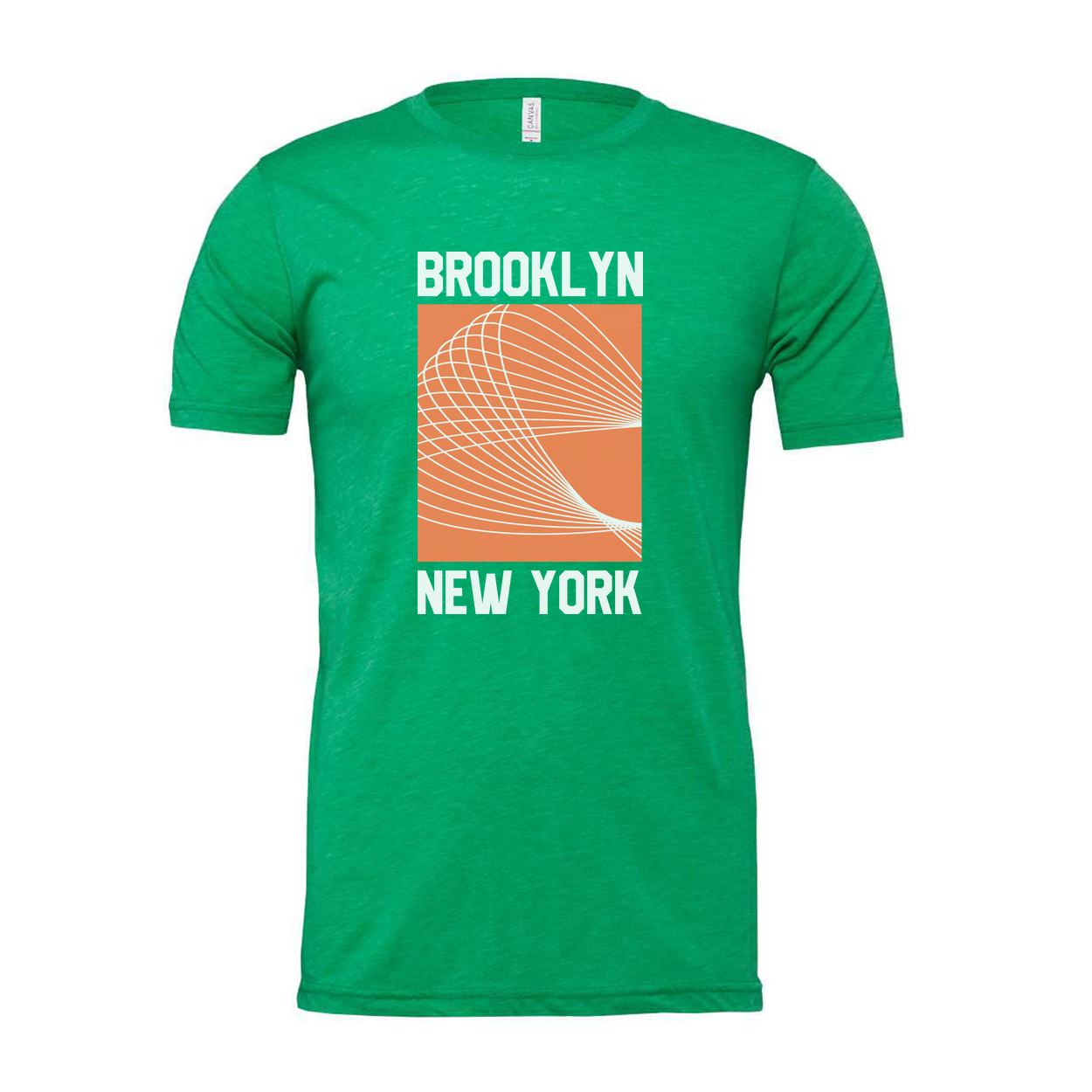 Brooklyn New York Unisex Graphic T Shirt With Orange Square Geometric Spiral Design