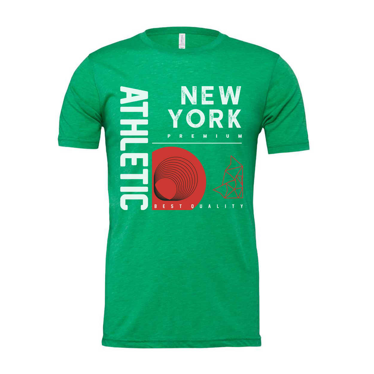 Urban New York Premium Graphic Unisex T Shirt With Red Concentric Circle And Geometric Shapes