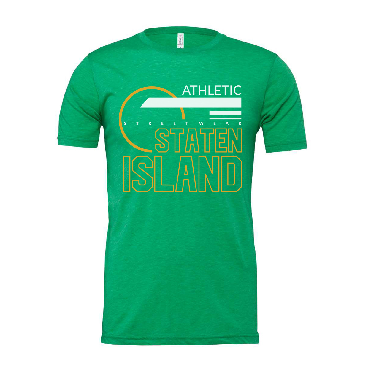 Staten Island Athletic Streetwear Unisex T Shirt With Orange Circular Graphic Design