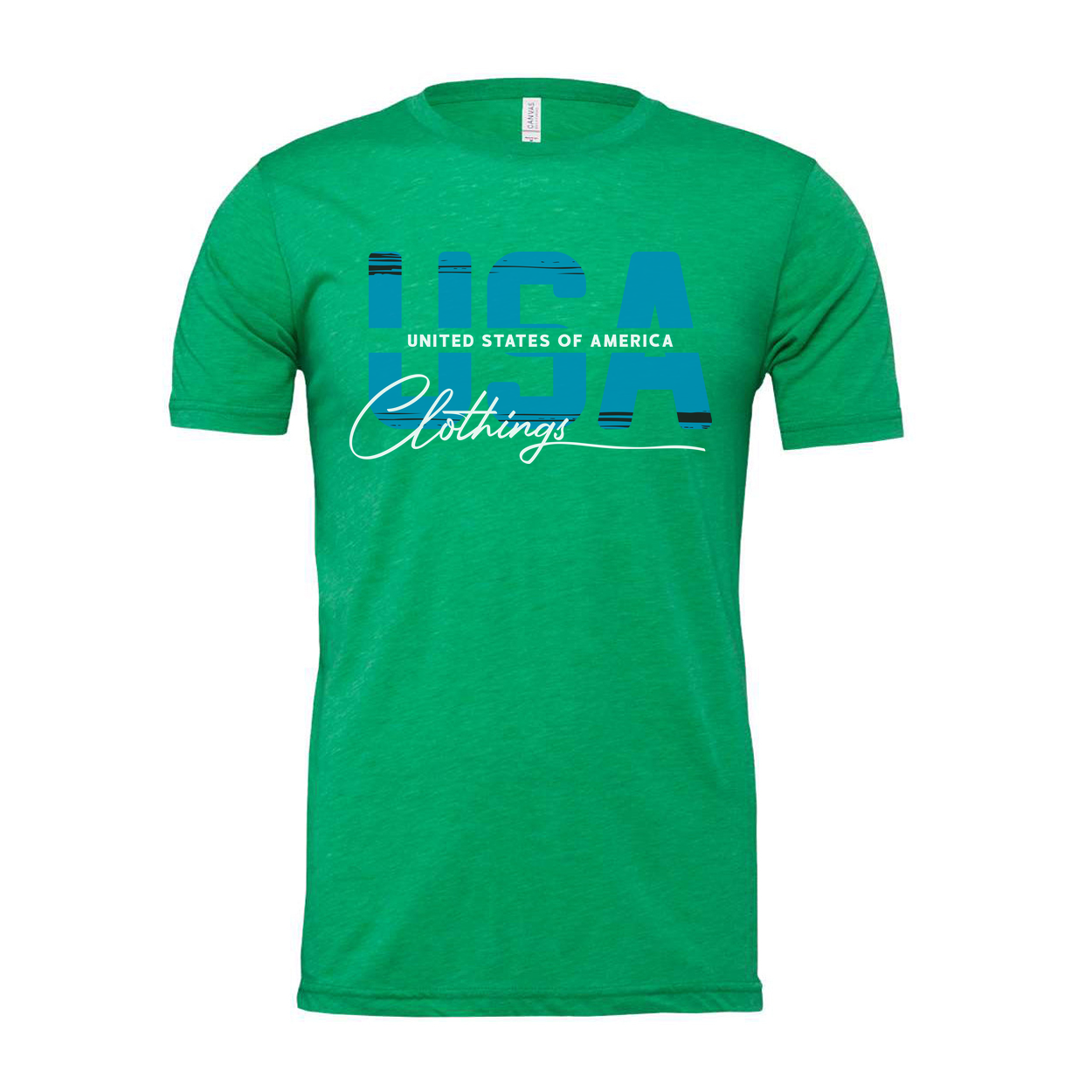 Unisex White T Shirt With Bold USA Graphic Print And Script Clothing Design Logo And Artwork