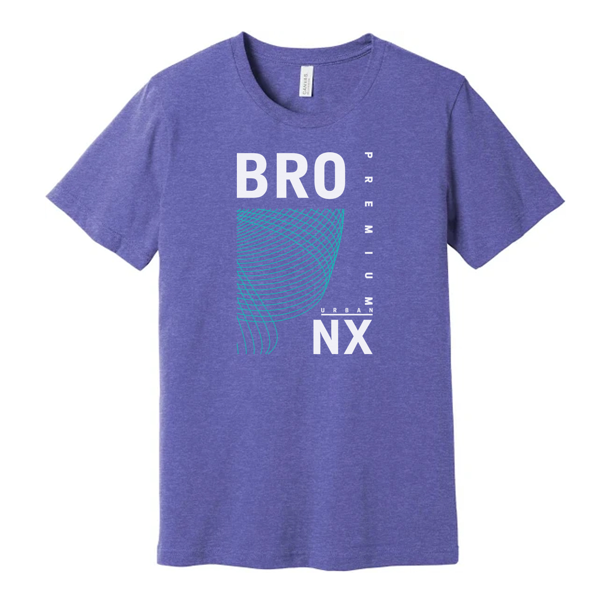 Urban Unisex T Shirt With Cyan Geometric Wave Print And Bold BRO NX Graphic Design Apparel Premium