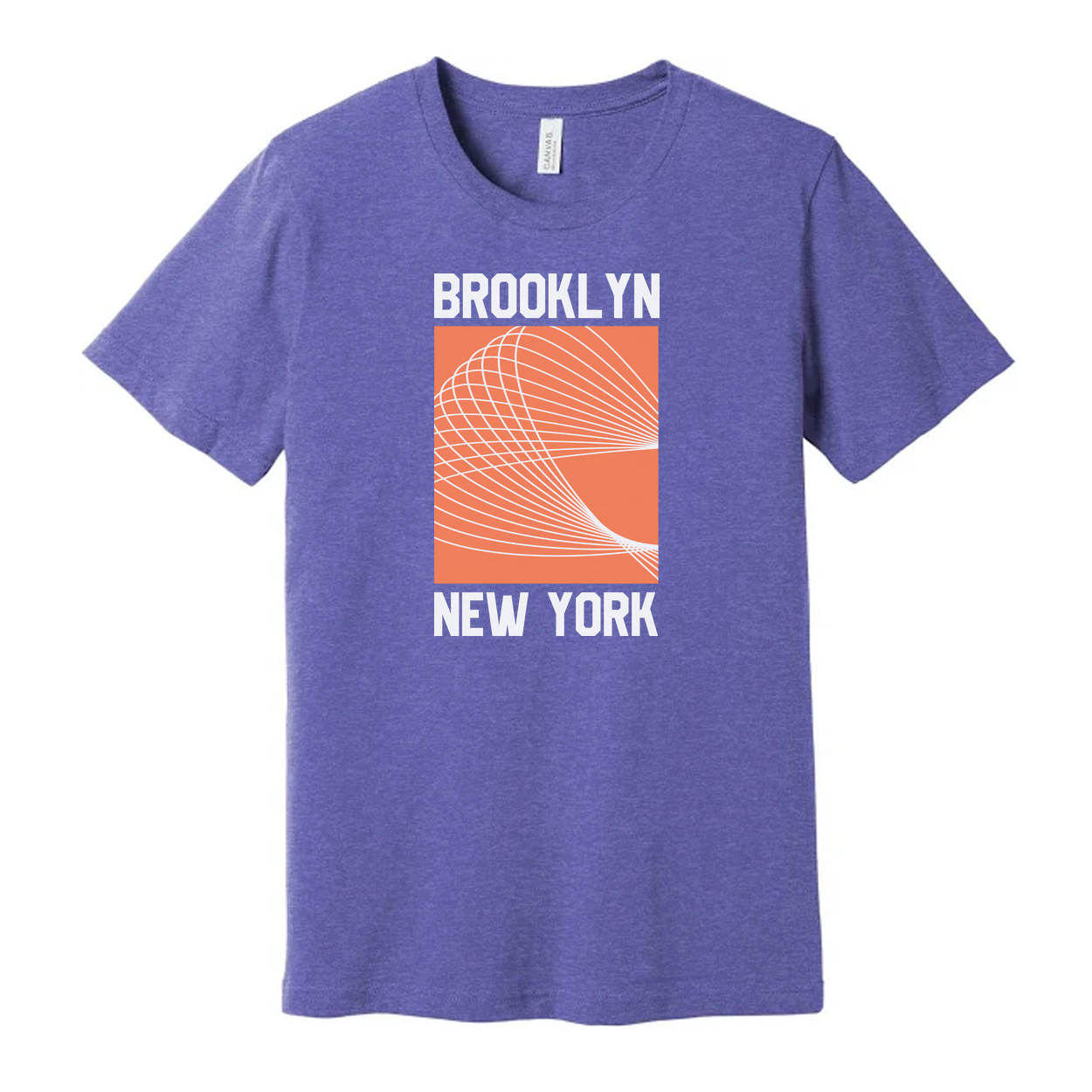 Brooklyn New York Unisex Graphic T Shirt With Orange Square Geometric Spiral Design