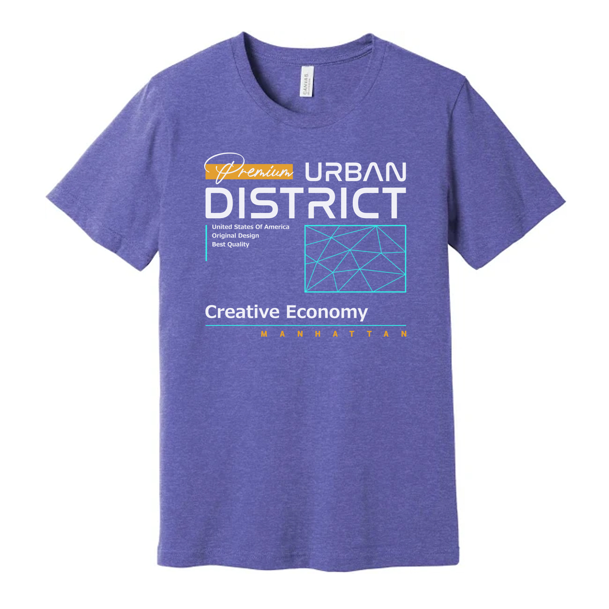 Urban District Unisex T Shirt Graphic With Creative Economy Manhattan Theme And Geometric Accents