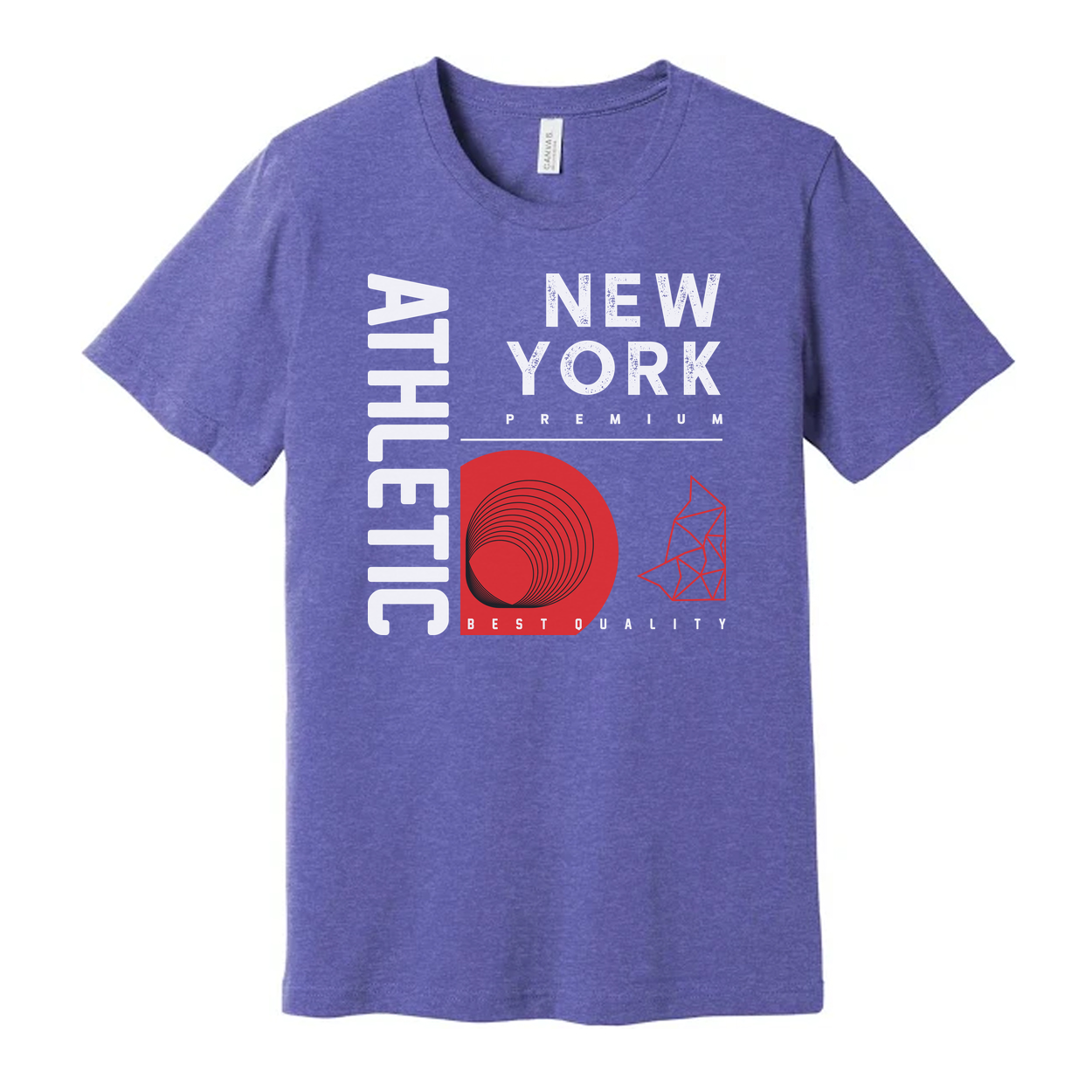 Urban New York Premium Graphic Unisex T Shirt With Red Concentric Circle And Geometric Shapes