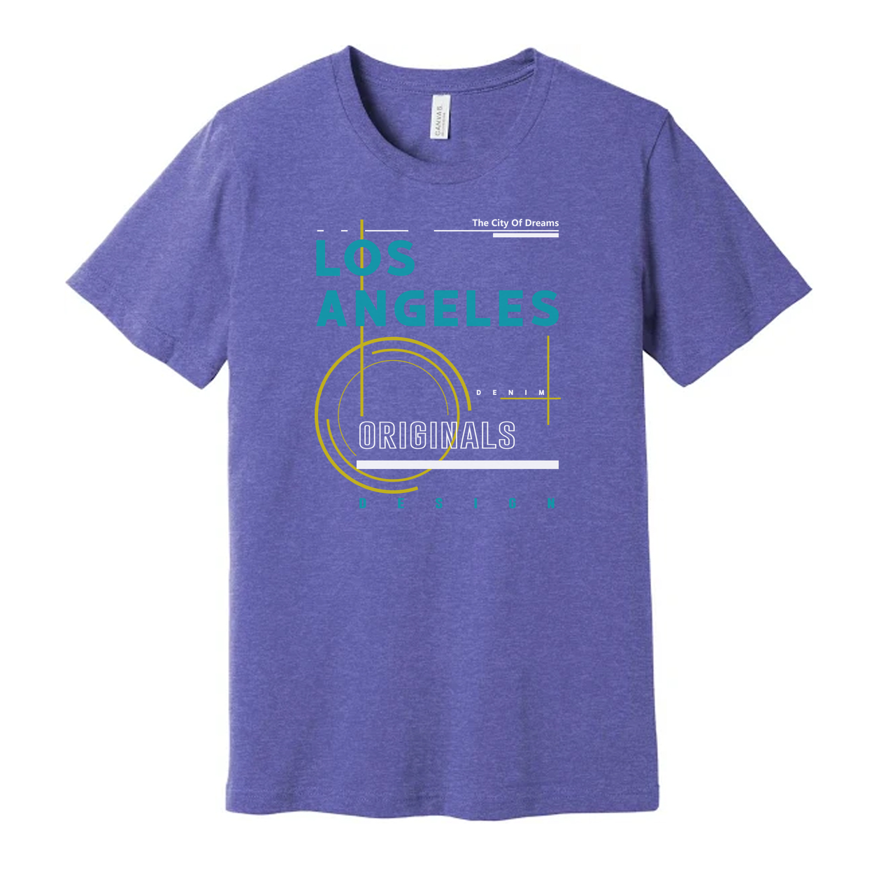 Los Angeles Originals Graphic Unisex T Shirt With Teal And Yellow Abstract Design