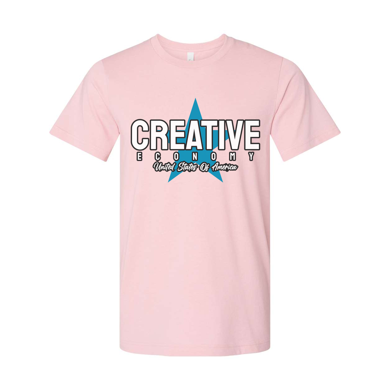 Creative Economy USA Graphic T Shirt For Unisex Tee With Blue Star Emblem Design