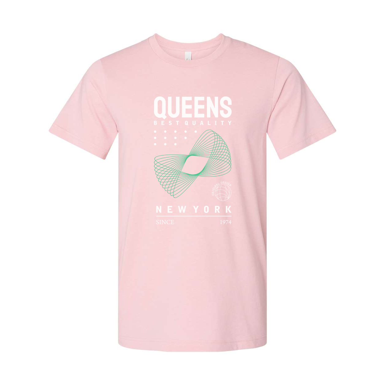 Unisex Queens Graphic T Shirt With New York Design And Mint Geometric Logo Print Since 1974