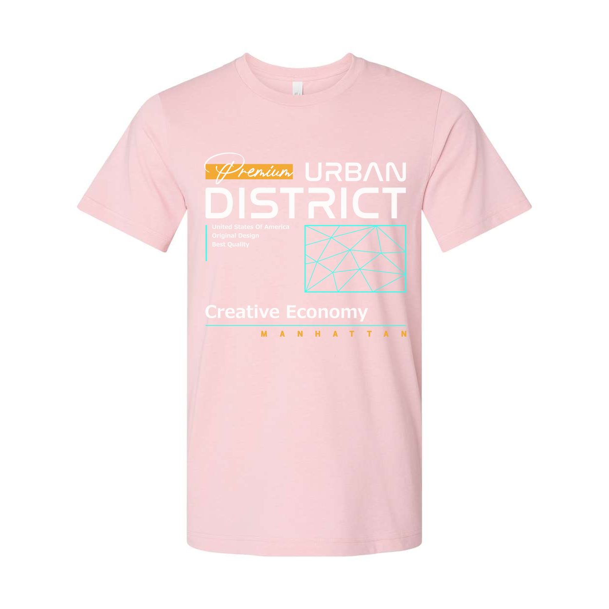 Urban District Unisex T Shirt Graphic With Creative Economy Manhattan Theme And Geometric Accents