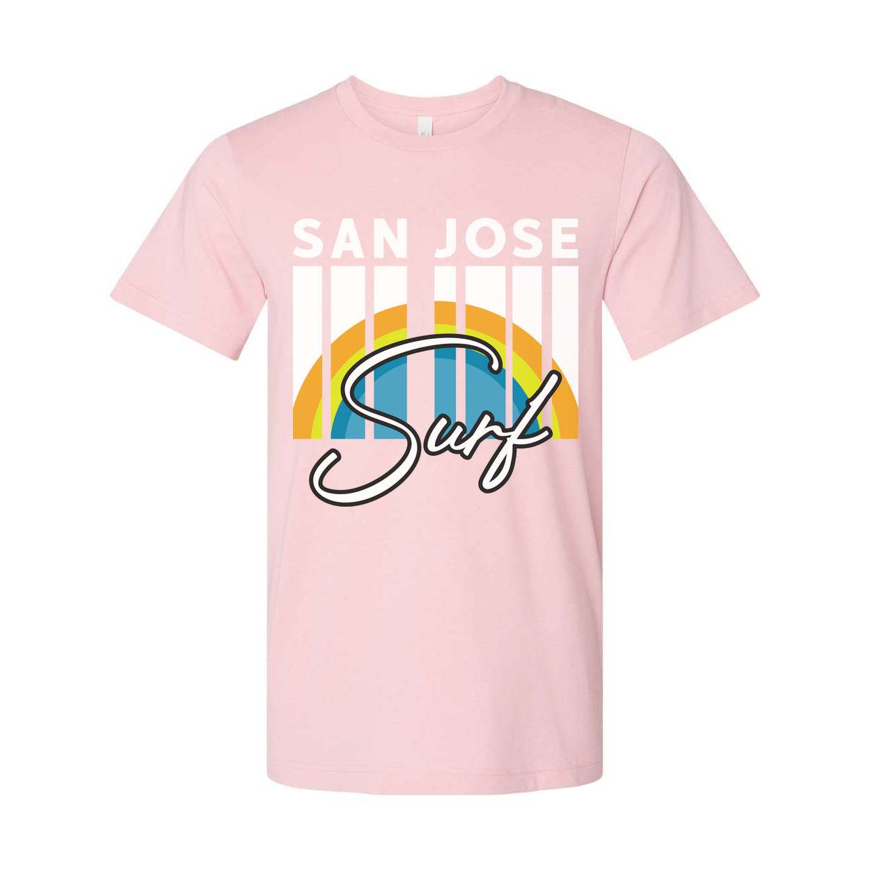 San Jose Surf Graphic Unisex T Shirt With Retro Sunset Circle Design Beach Vibes