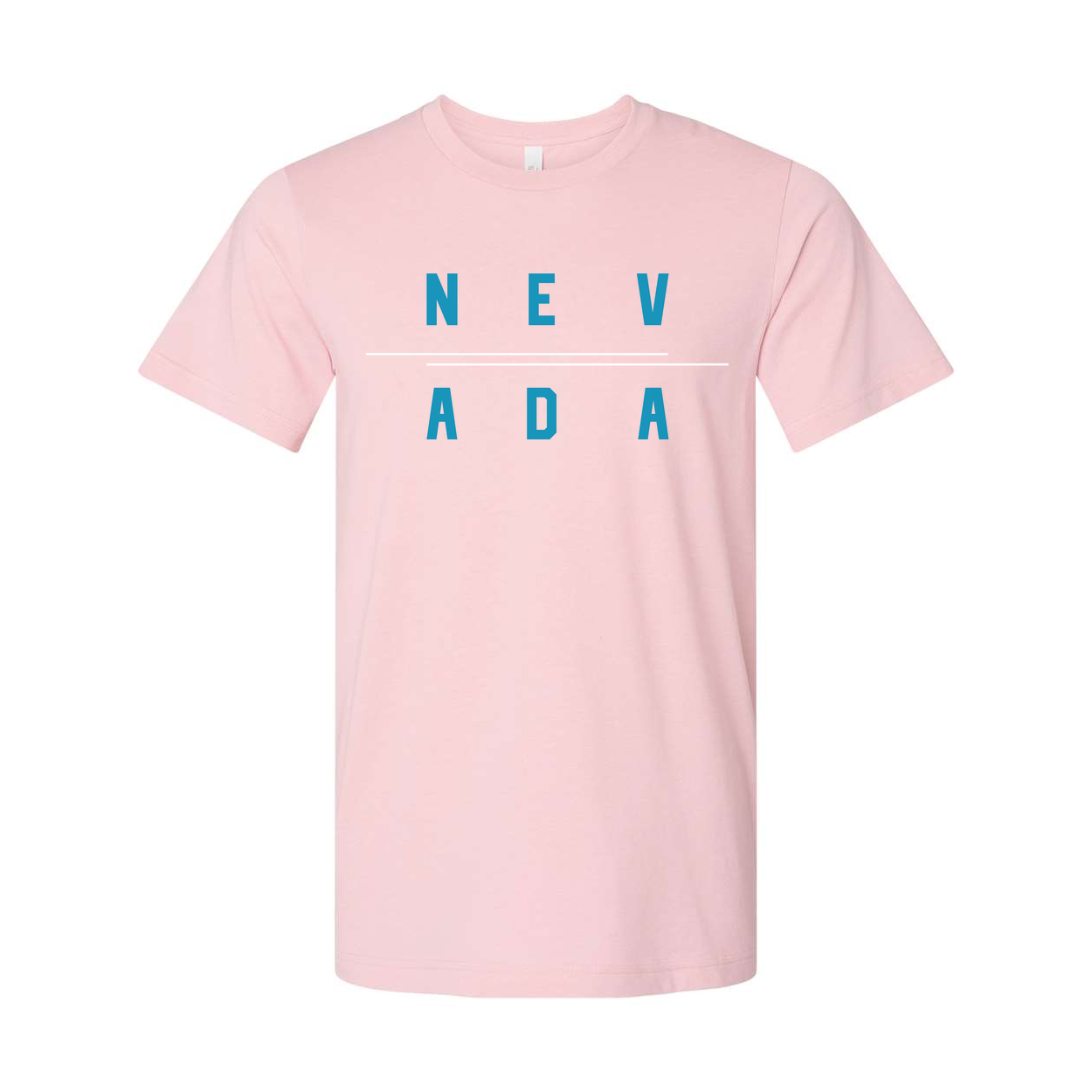 Nevada Split Text Graphic Tee For Unisex Wear Shirt With Blue Nev Ada Design