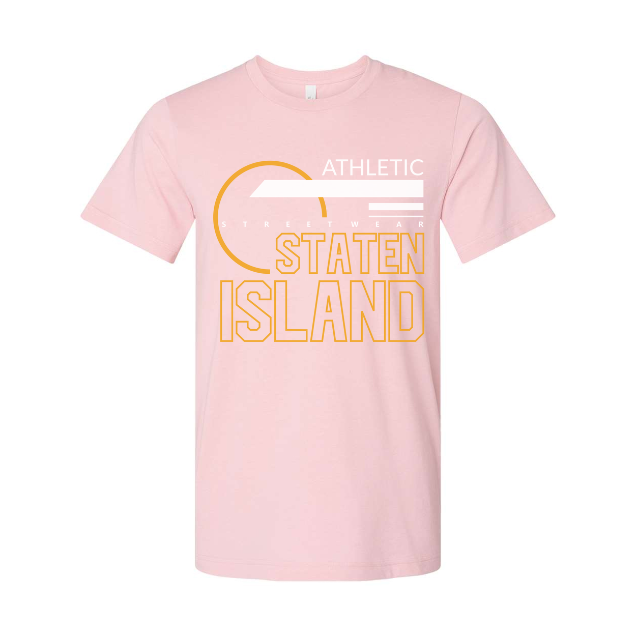 Staten Island Athletic Streetwear Unisex T Shirt With Orange Circular Graphic Design