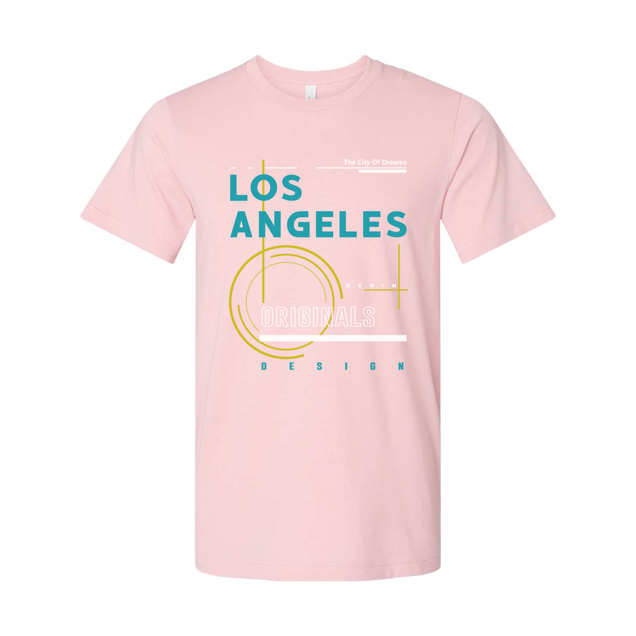 Los Angeles Originals Graphic Unisex T Shirt With Teal And Yellow Abstract Design