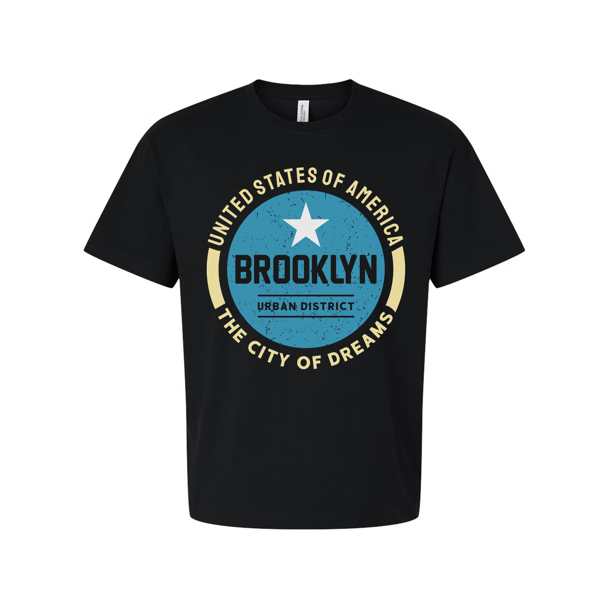 Brooklyn Urban District Circle Graphic T Shirt With United States Of America Arch And Star Logo